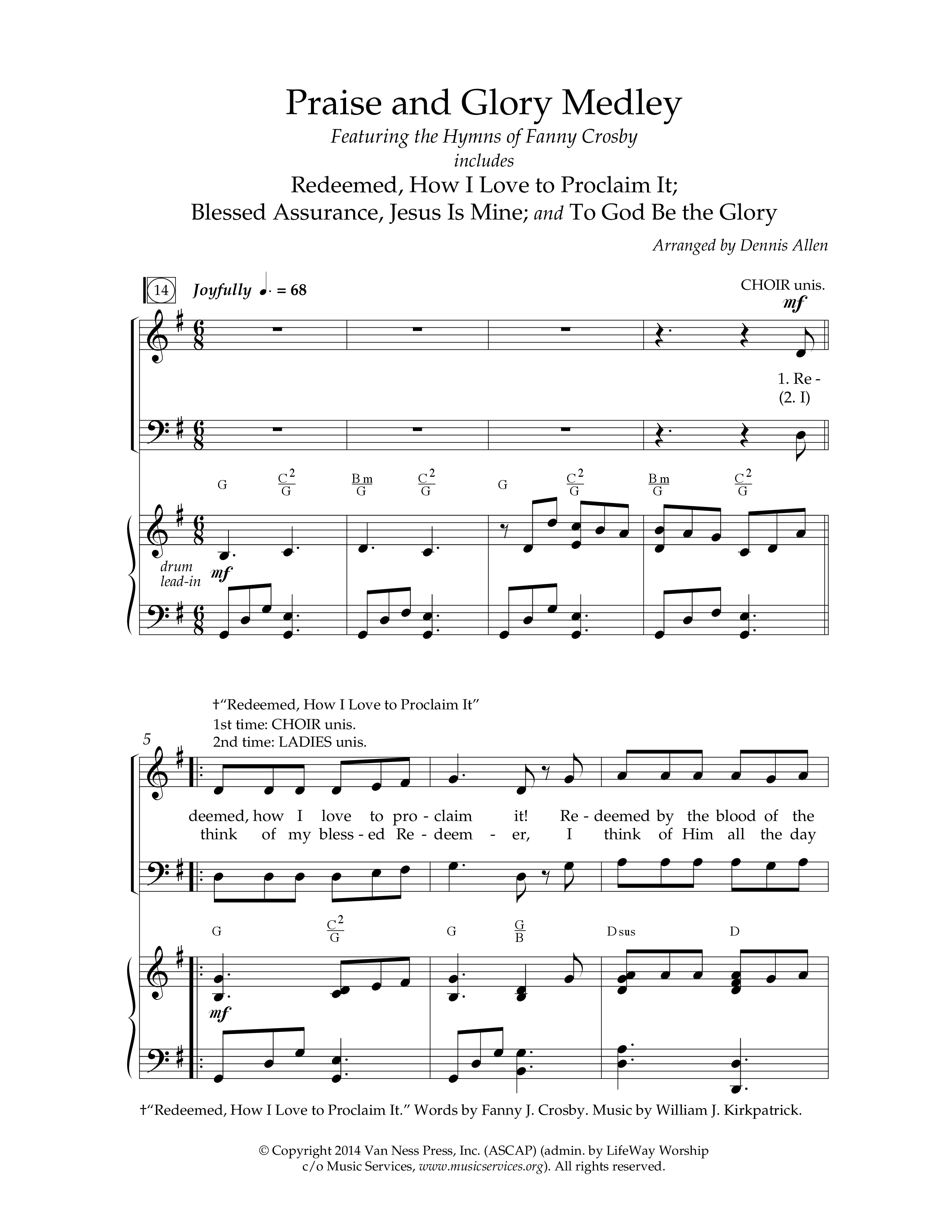 Praise And Glory Medley (Choral Anthem SATB) Anthem (SATB/Piano) (Lifeway Choral / Arr. Dennis Allen)