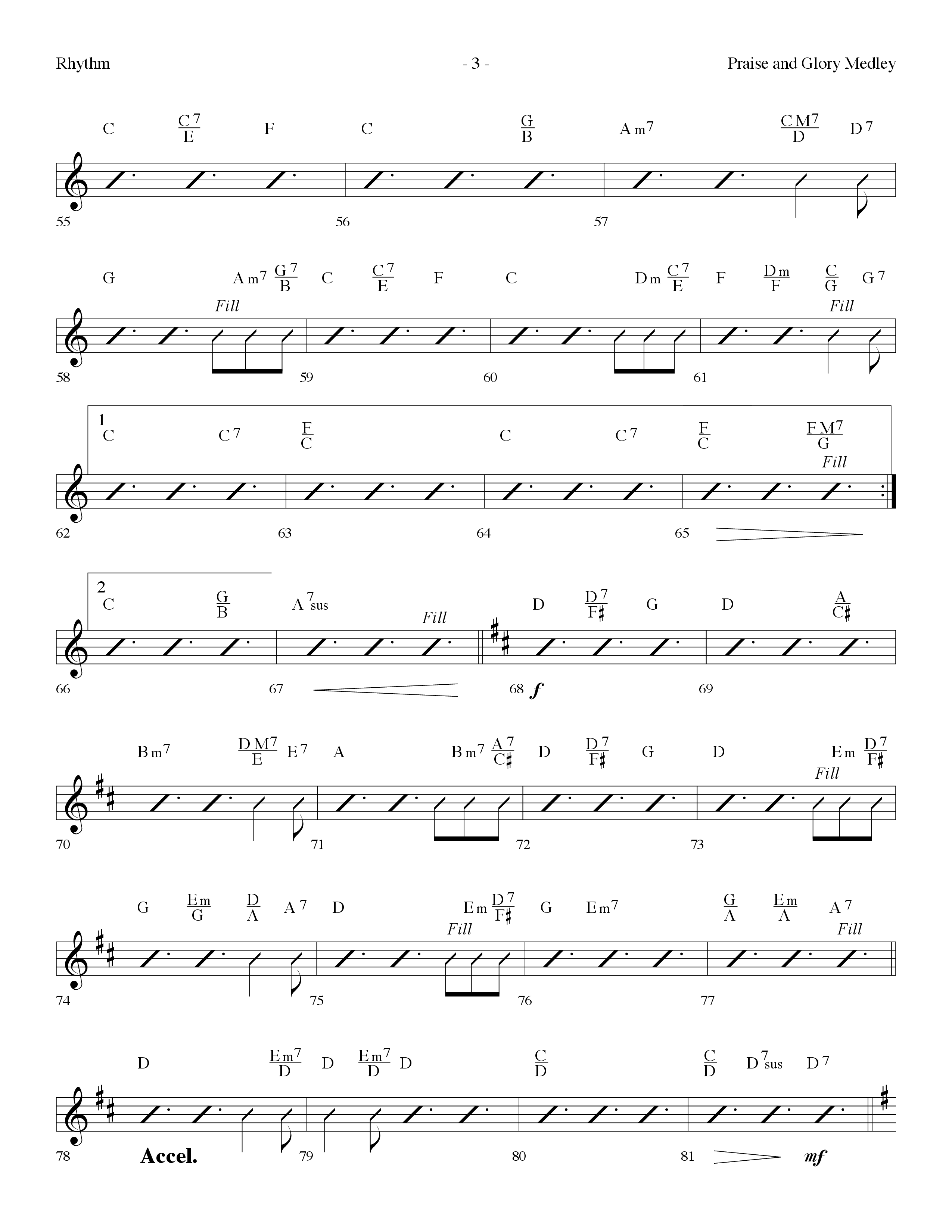 Praise And Glory Medley (Choral Anthem SATB) Rhythm Chart (Lifeway Choral / Arr. Dennis Allen)