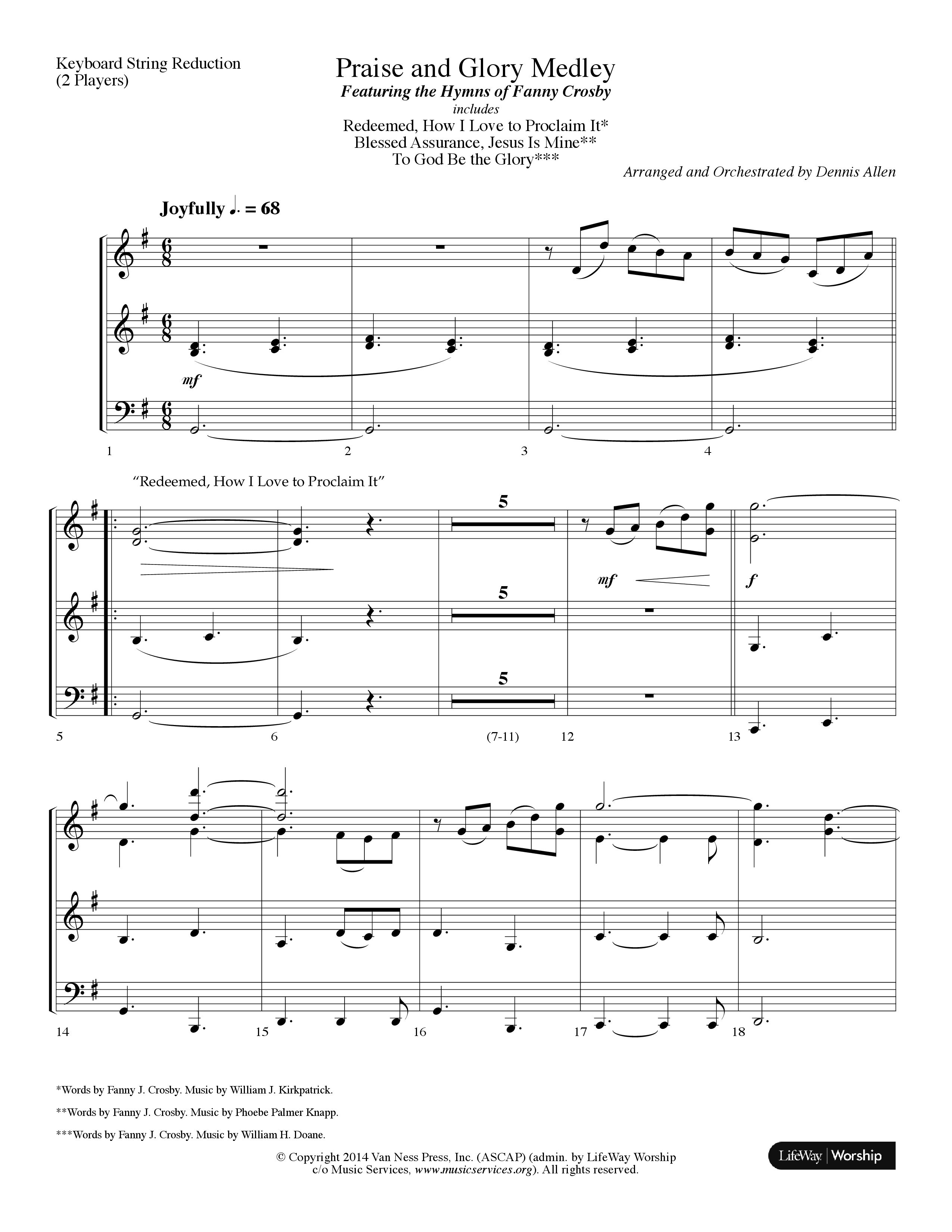 Praise And Glory Medley (Choral Anthem SATB) String Reduction (Lifeway Choral / Arr. Dennis Allen)