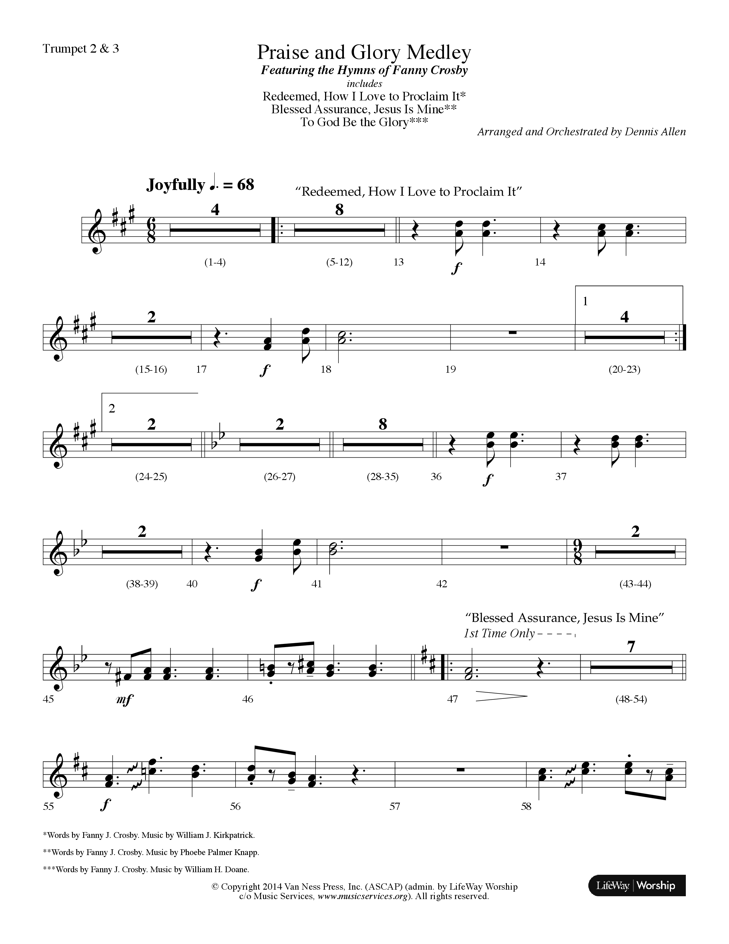 Praise And Glory Medley (Choral Anthem SATB) Trumpet 2/3 (Lifeway Choral / Arr. Dennis Allen)