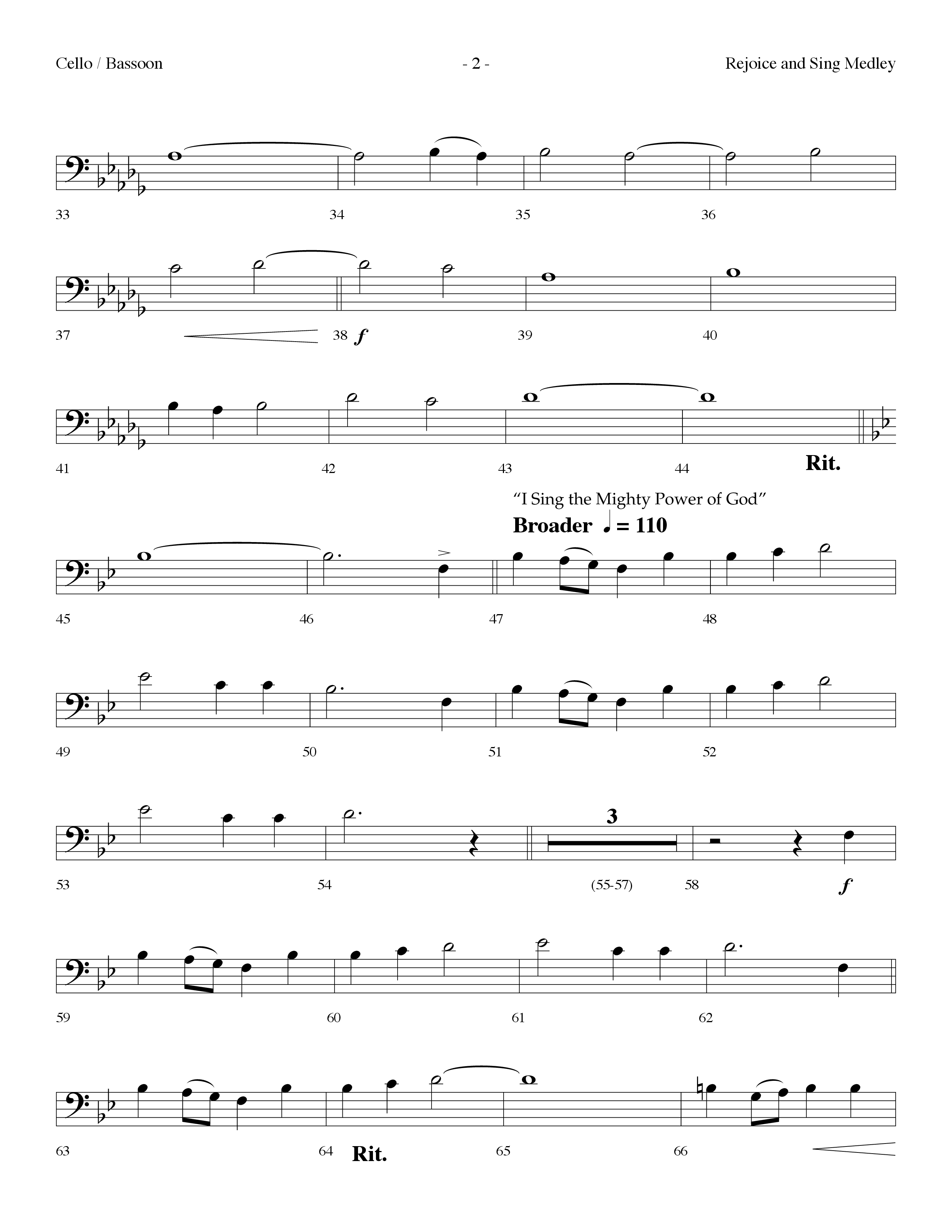 Rejoice And Sing Medley (Choral Anthem SATB) Cello (Lifeway Choral / Arr. Dennis Allen)