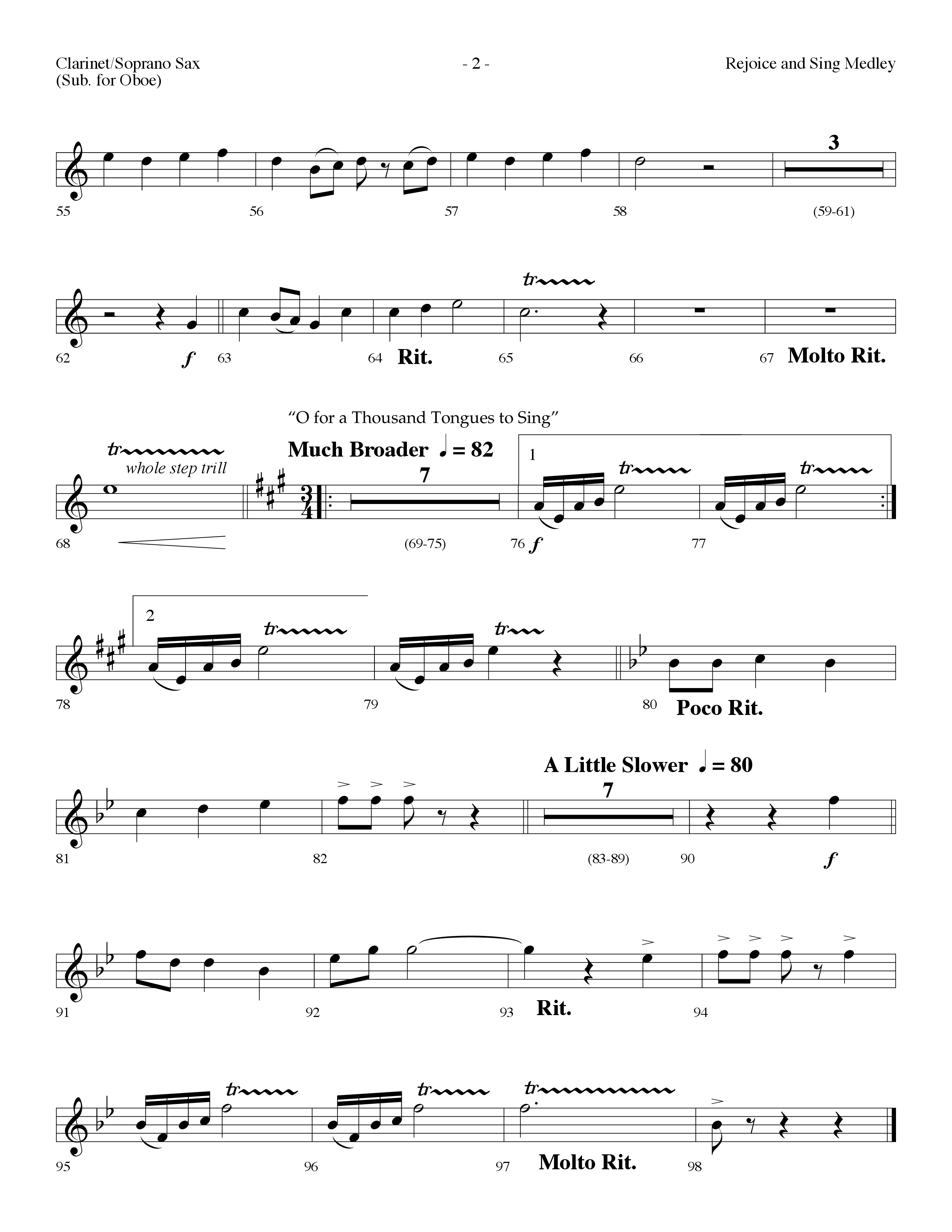Rejoice And Sing Medley (Choral Anthem SATB) Clarinet/Soprano Sax (Lifeway Choral / Arr. Dennis Allen)