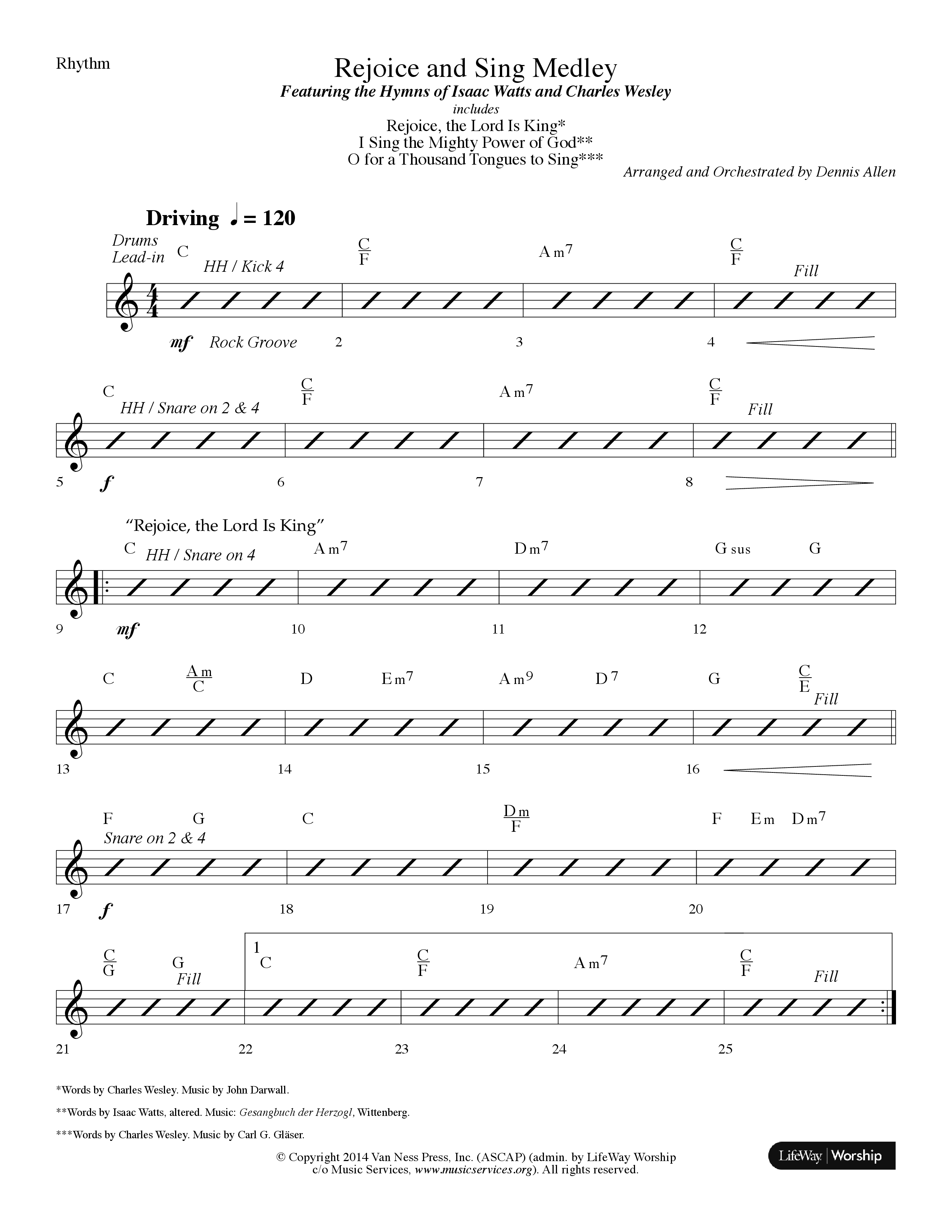 Rejoice And Sing Medley (Choral Anthem SATB) Rhythm Chart (Lifeway Choral / Arr. Dennis Allen)