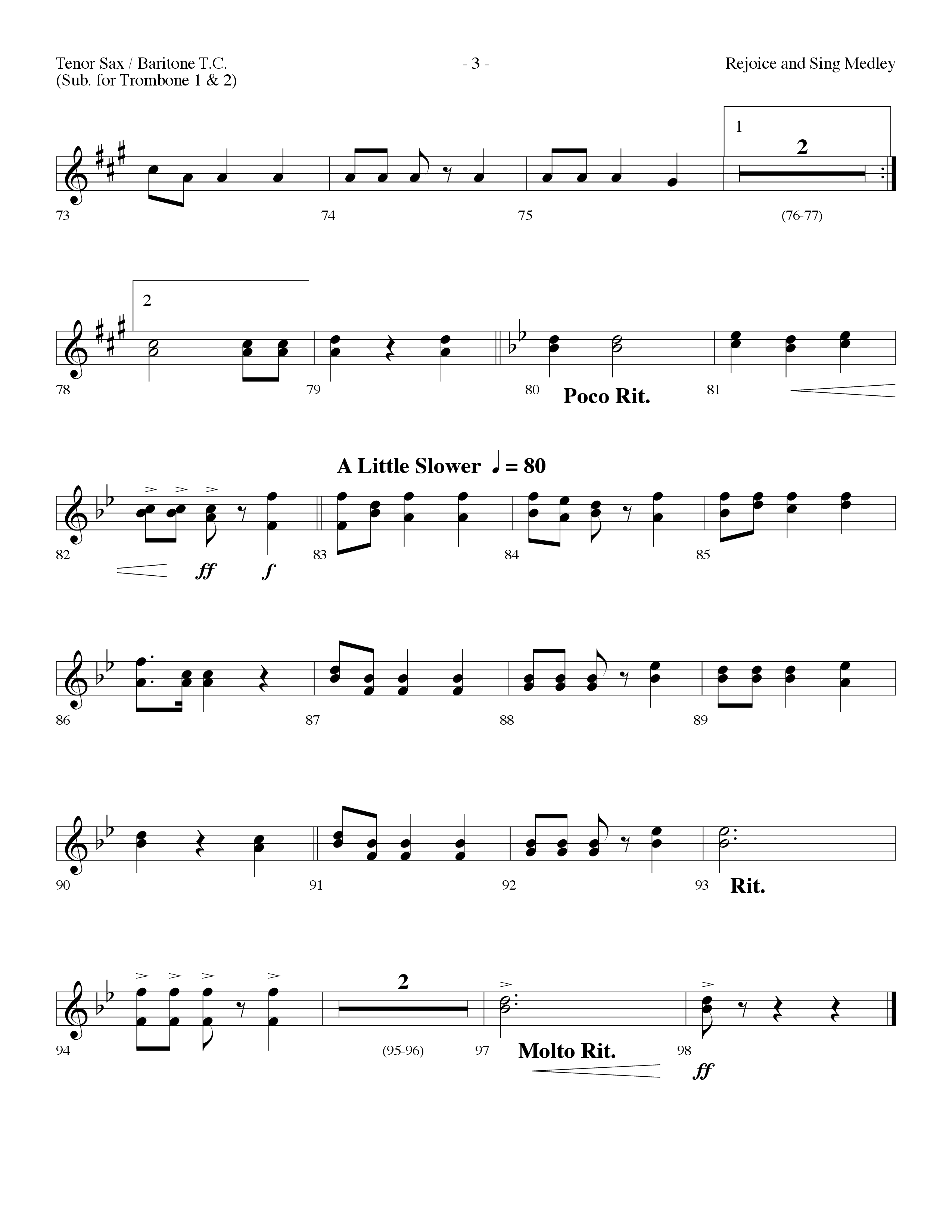 Rejoice And Sing Medley (Choral Anthem SATB) Tenor Sax/Baritone T.C. (Lifeway Choral / Arr. Dennis Allen)