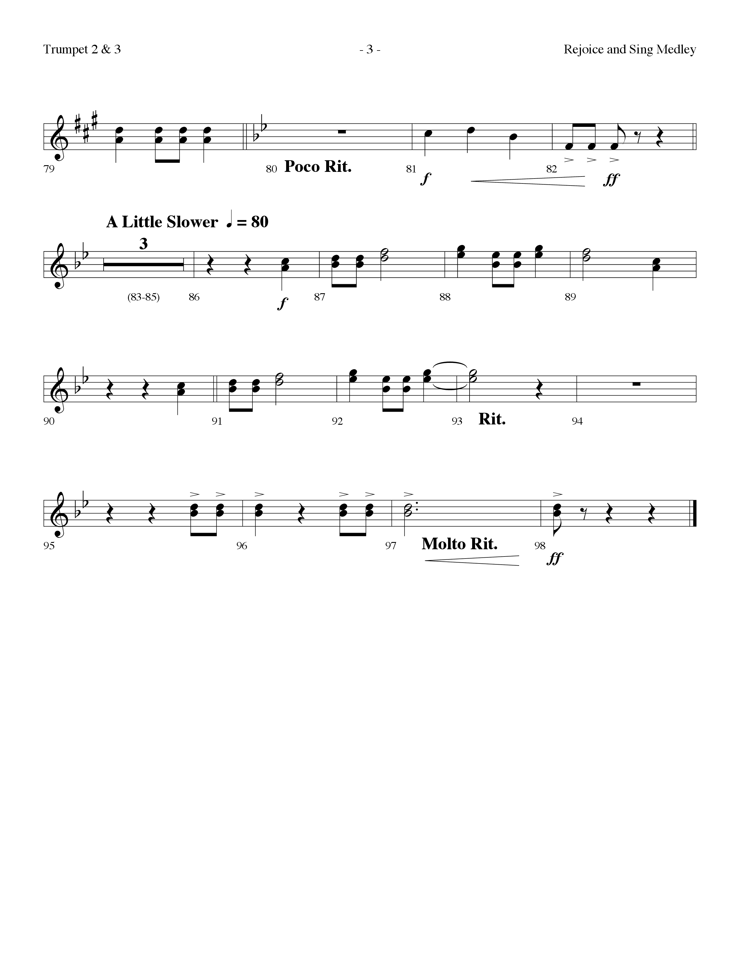 Rejoice And Sing Medley (Choral Anthem SATB) Trumpet 2/3 (Lifeway Choral / Arr. Dennis Allen)