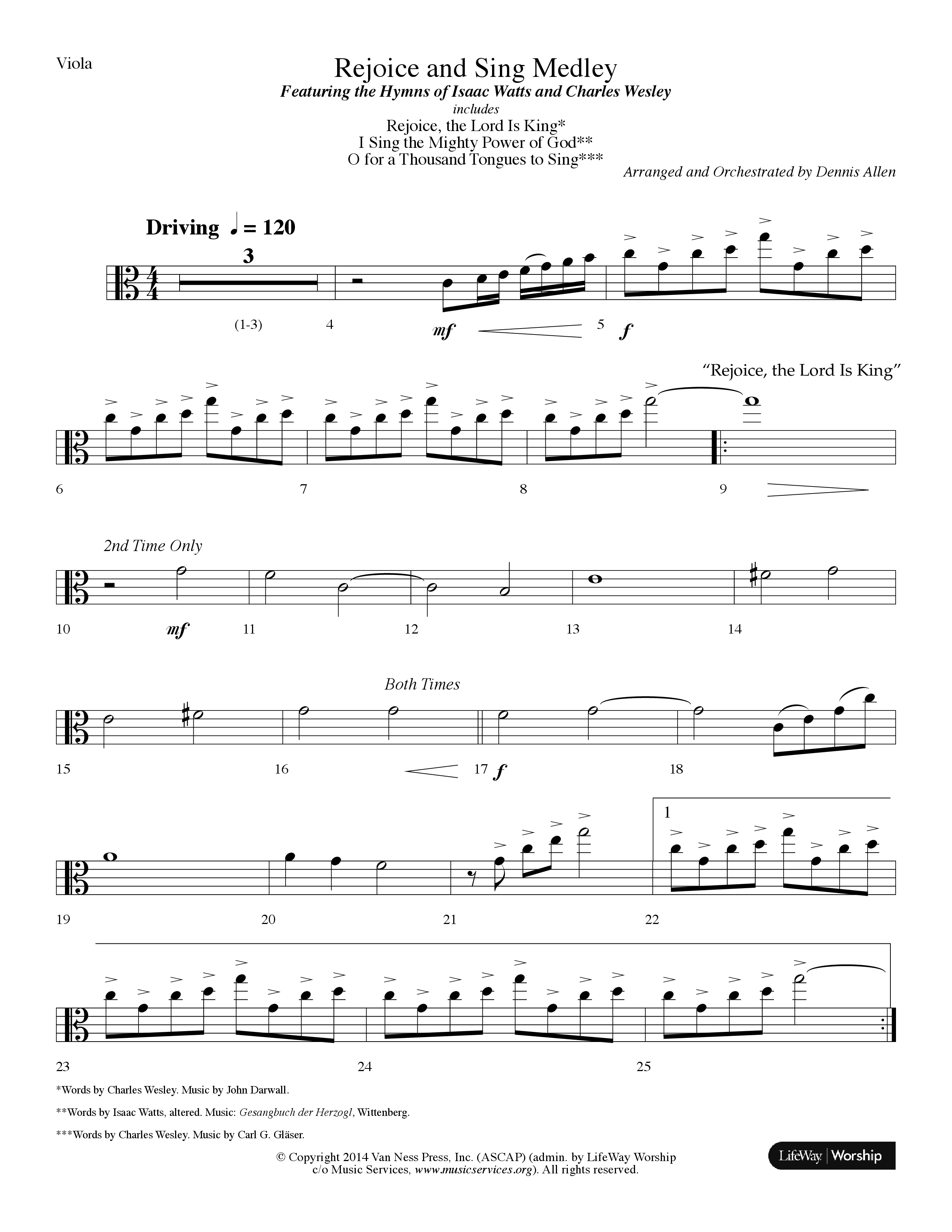 Rejoice And Sing Medley (Choral Anthem SATB) Viola (Lifeway Choral / Arr. Dennis Allen)