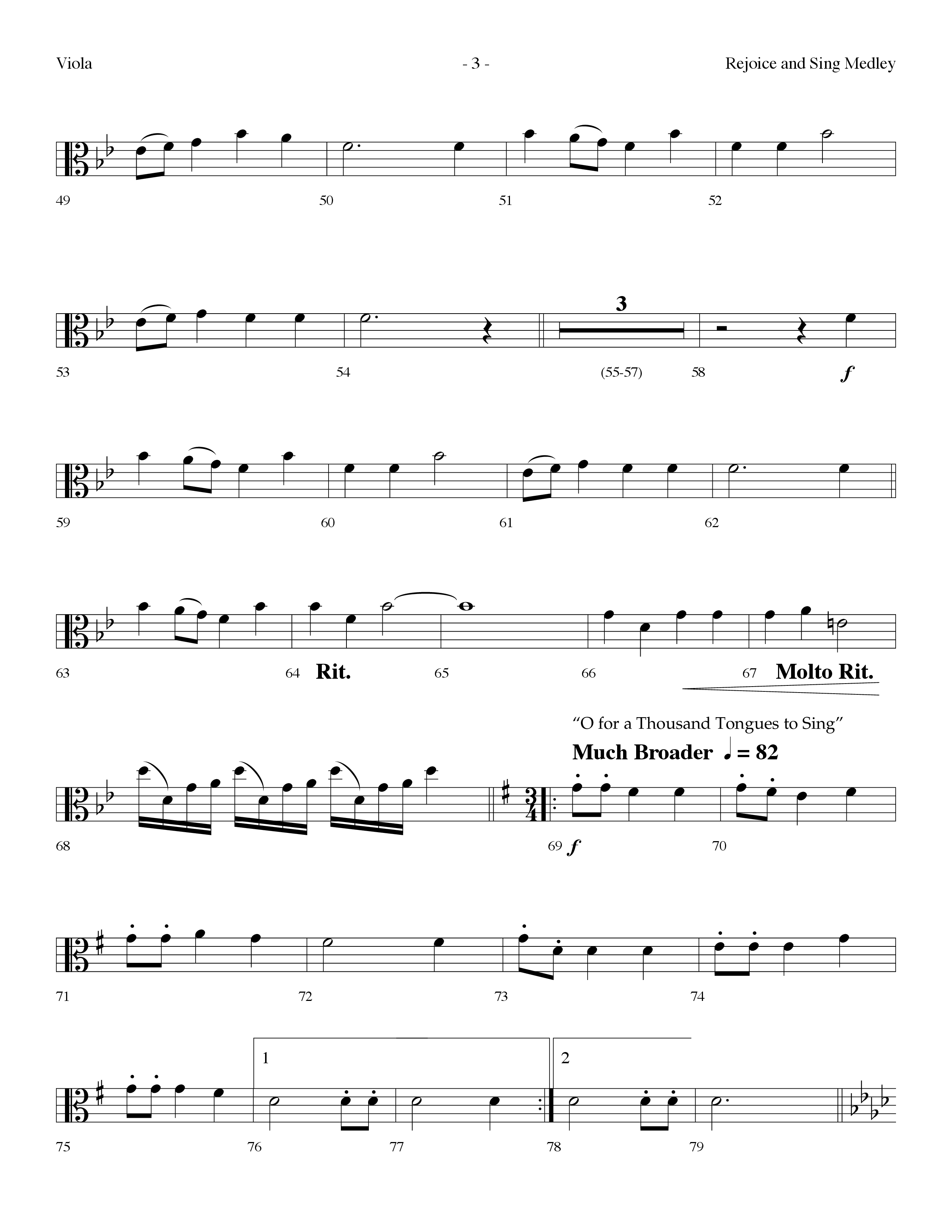 Rejoice And Sing Medley (Choral Anthem SATB) Viola (Lifeway Choral / Arr. Dennis Allen)