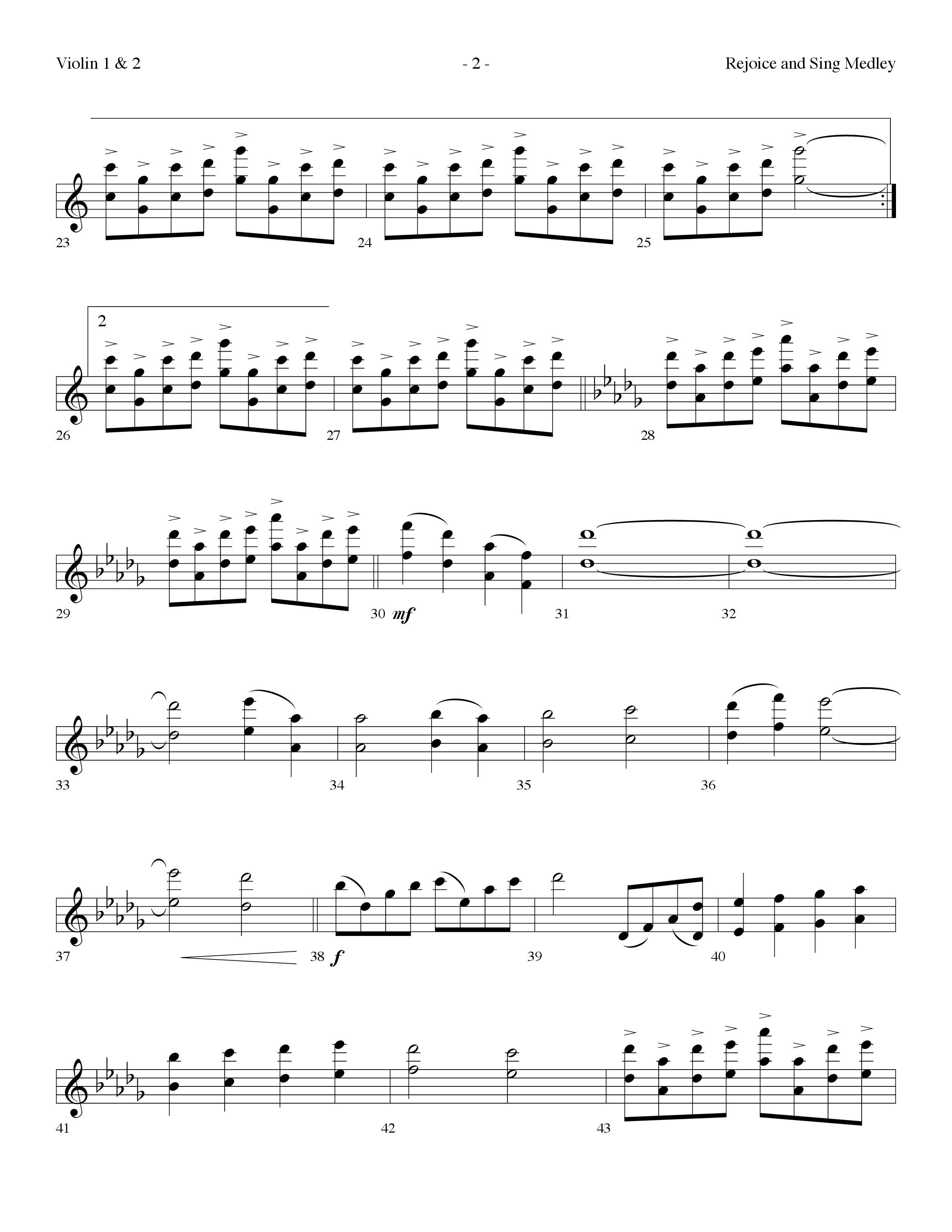 Rejoice And Sing Medley (Choral Anthem SATB) Violin 1/2 (Lifeway Choral / Arr. Dennis Allen)