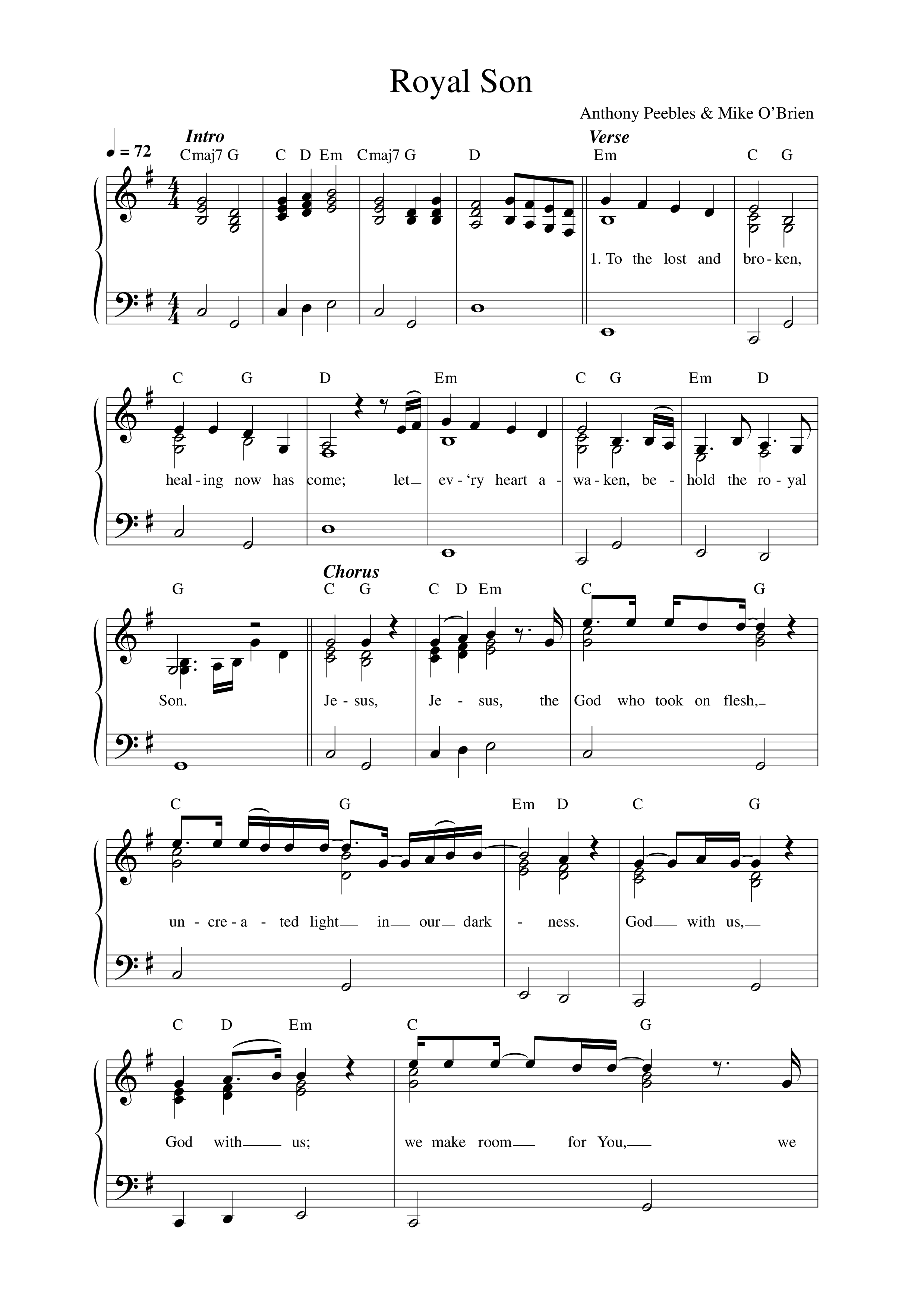 Royal Son Lead Sheet Melody (Vineyard Worship)