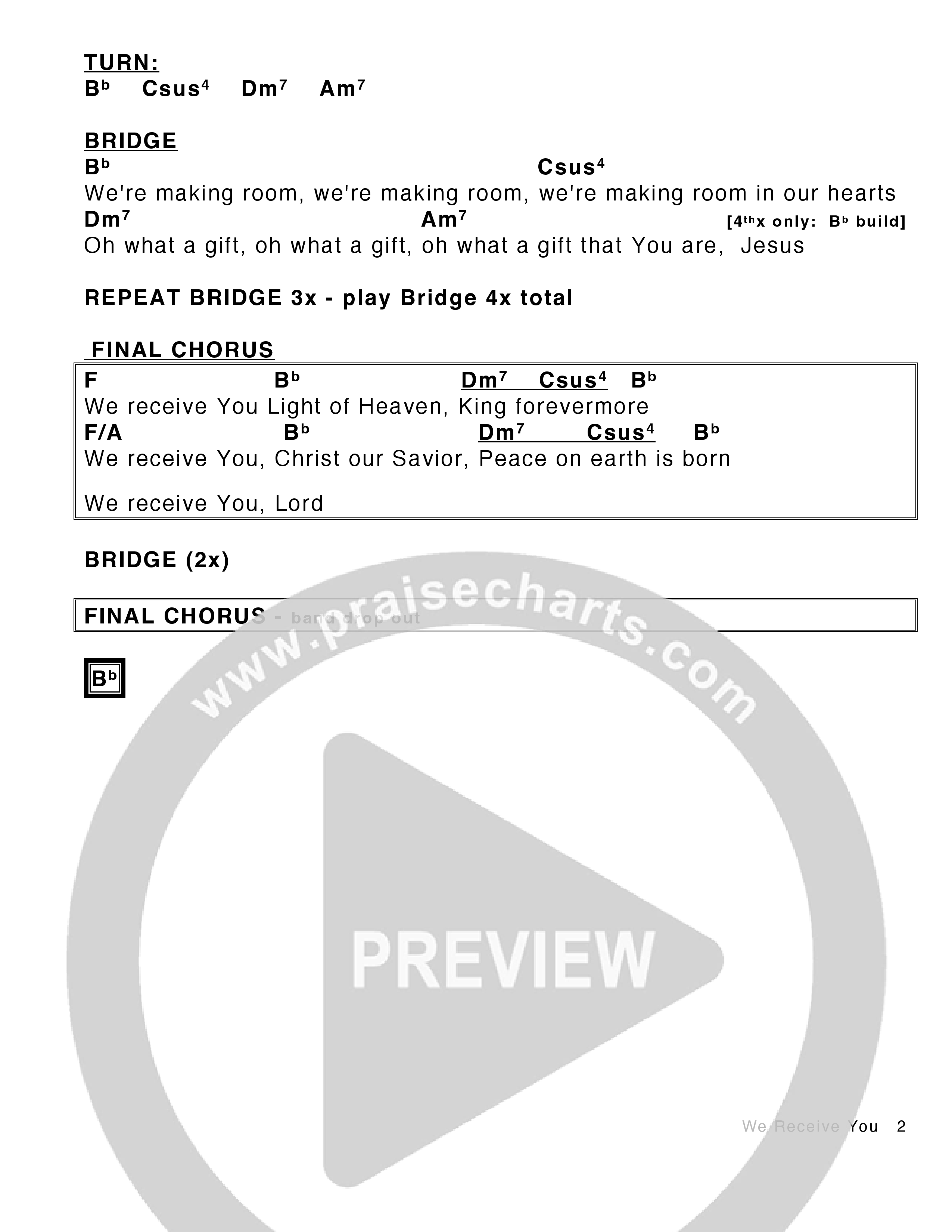 We Receive You Chord Chart (Victory House Worship)