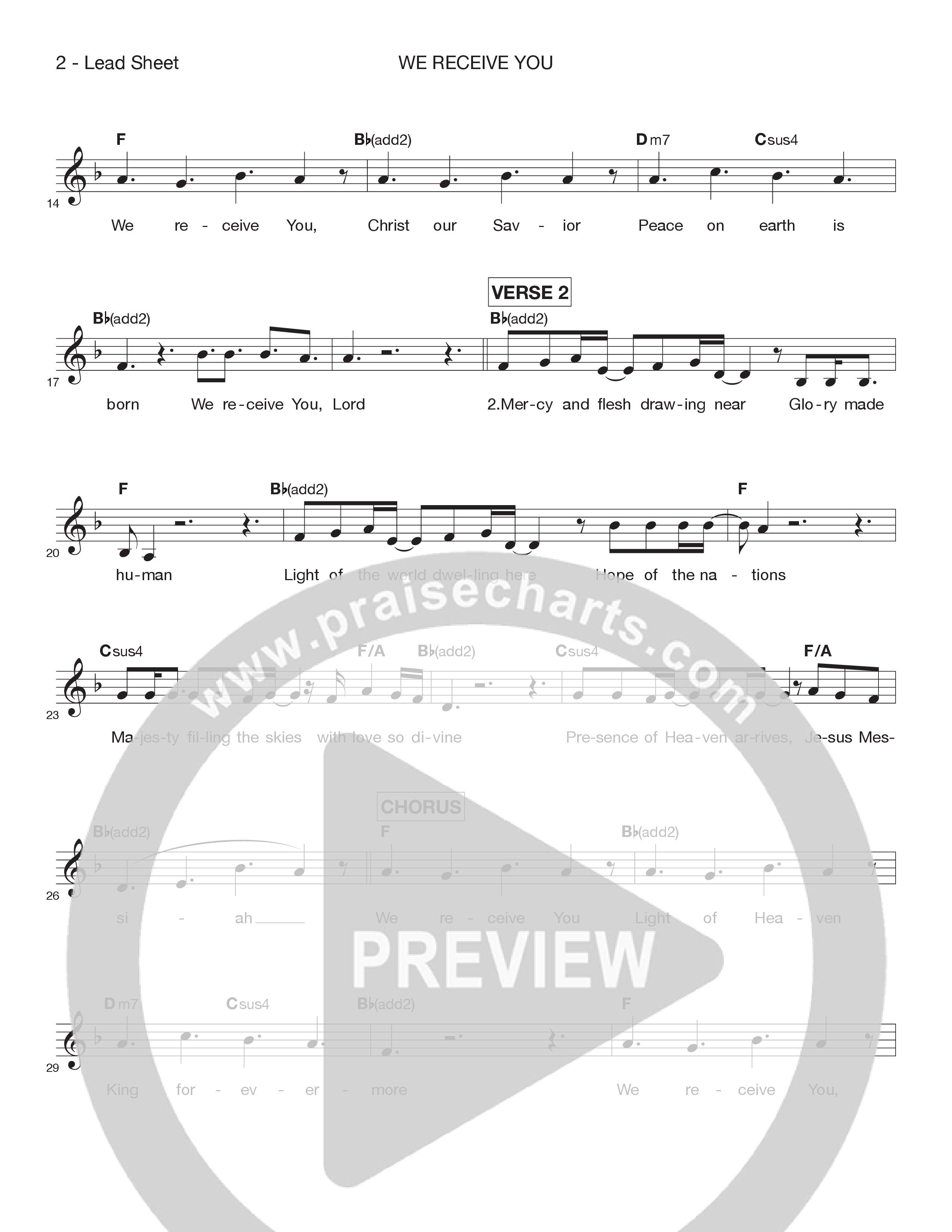 We Receive You Lead Sheet Melody (Victory House Worship)