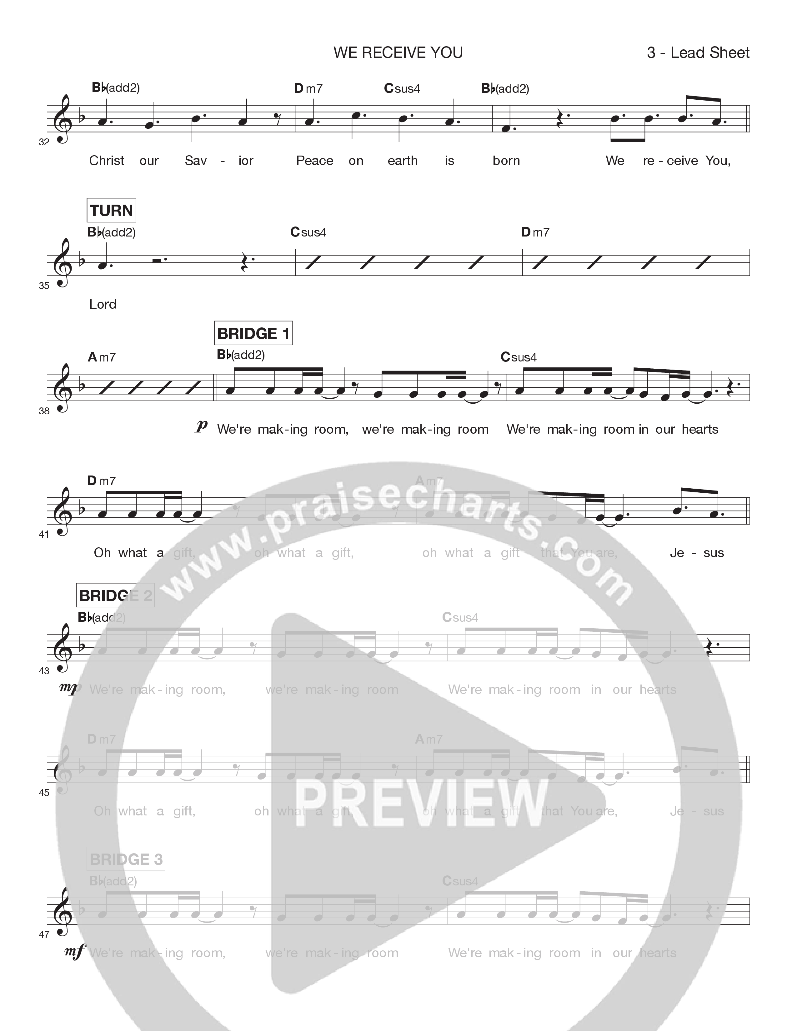 We Receive You Lead Sheet Melody (Victory House Worship)