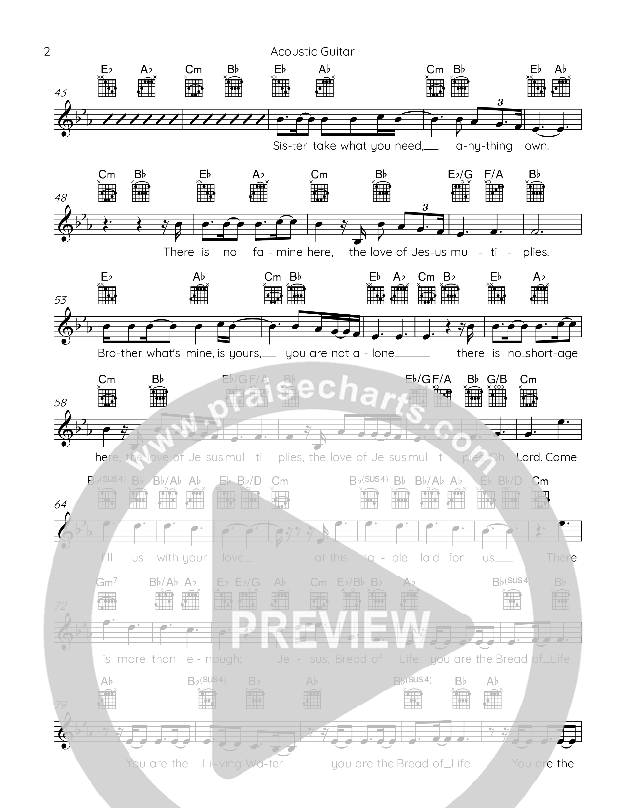 Jesus Bread Of Life Lead Sheet Melody (Fernando Ortega)