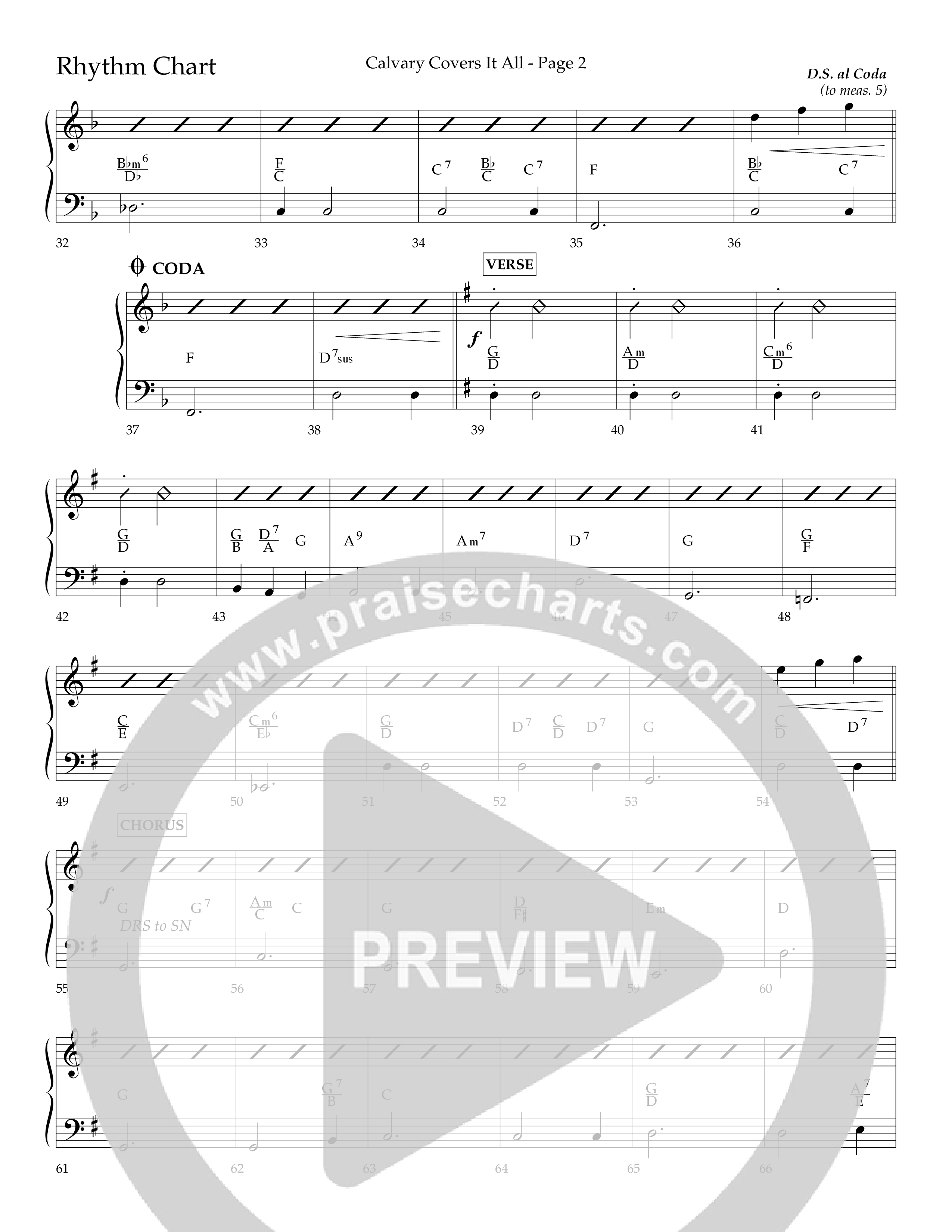 Calvary Covers It All (with Burdens Are Lifted At Calvary) (Choral Anthem SATB) Rhythm Chart (Lifeway Choral / Arr. Dennis Allen)