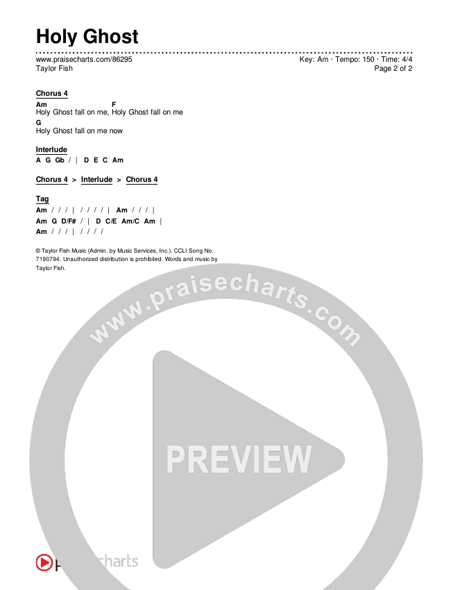 Holy Ghost Chords & Lyrics (Taylor Fish)