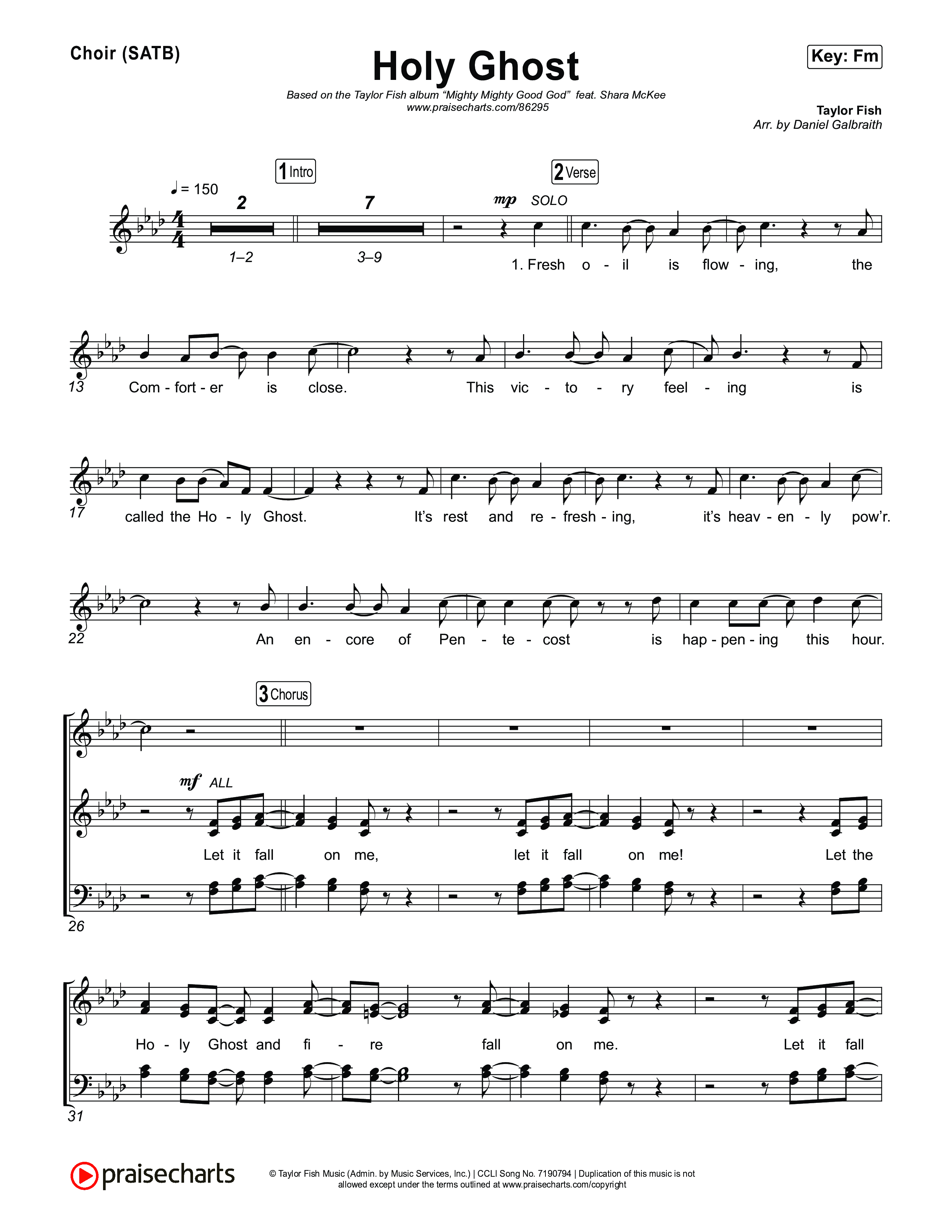 Holy Ghost Choir Sheet (SATB) (Taylor Fish)