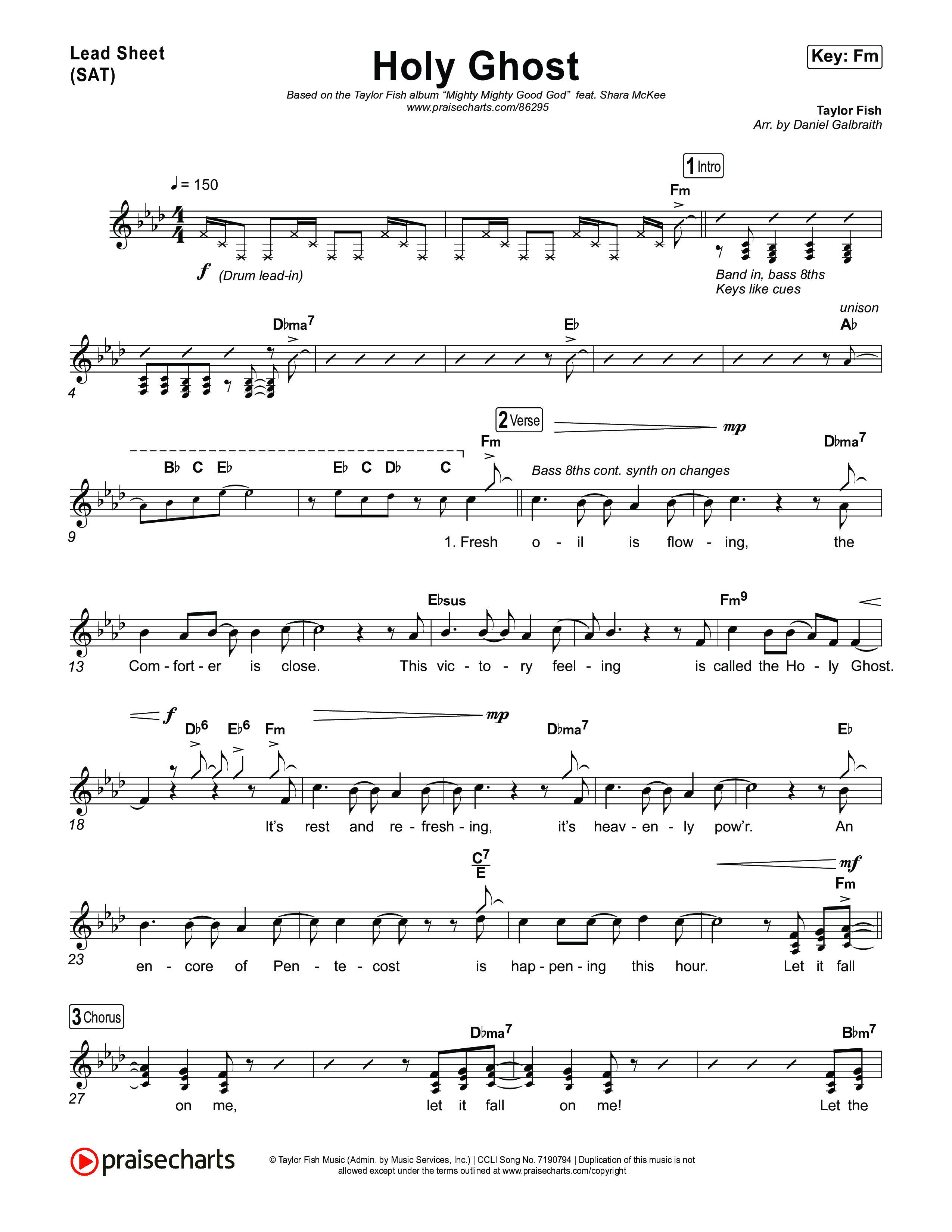 Holy Ghost Lead Sheet (SAT) (Taylor Fish)