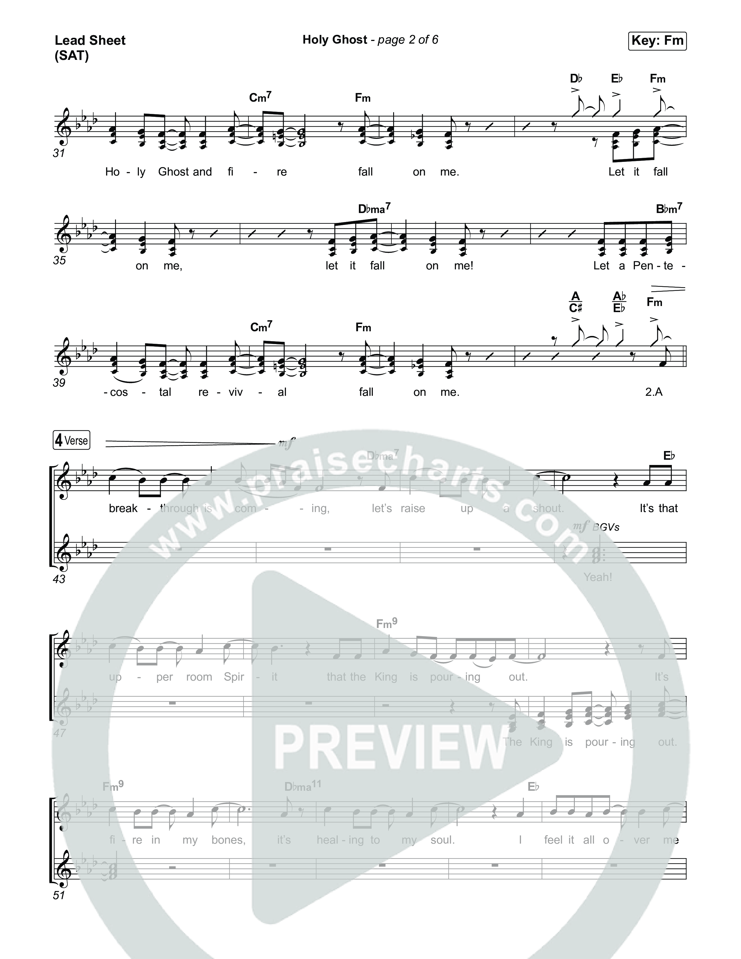 Holy Ghost Lead Sheet (SAT) (Taylor Fish)