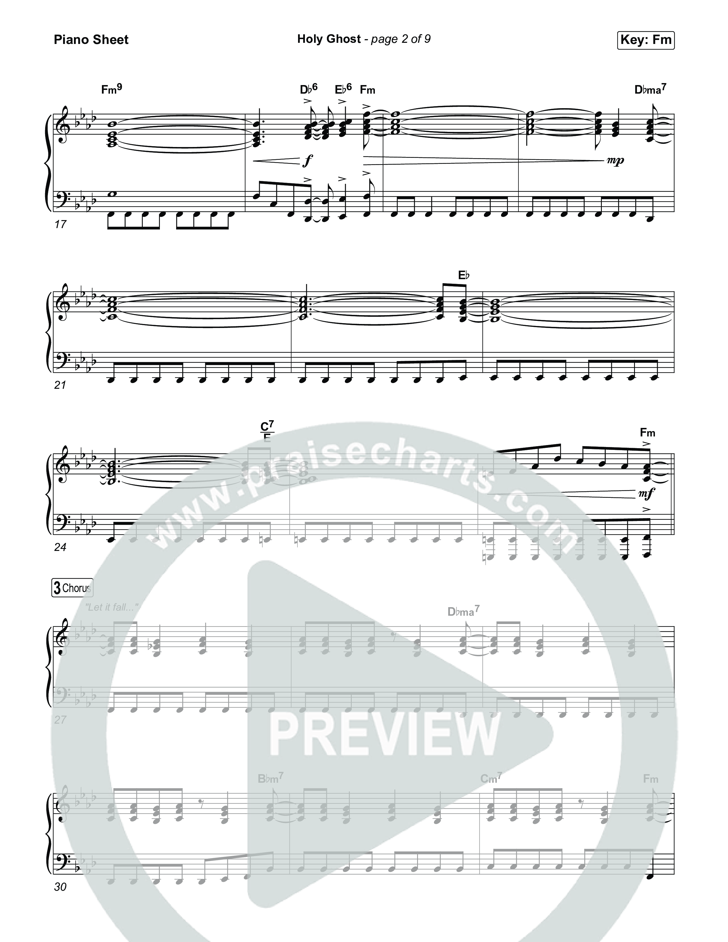 Holy Ghost Piano Sheet (Taylor Fish)