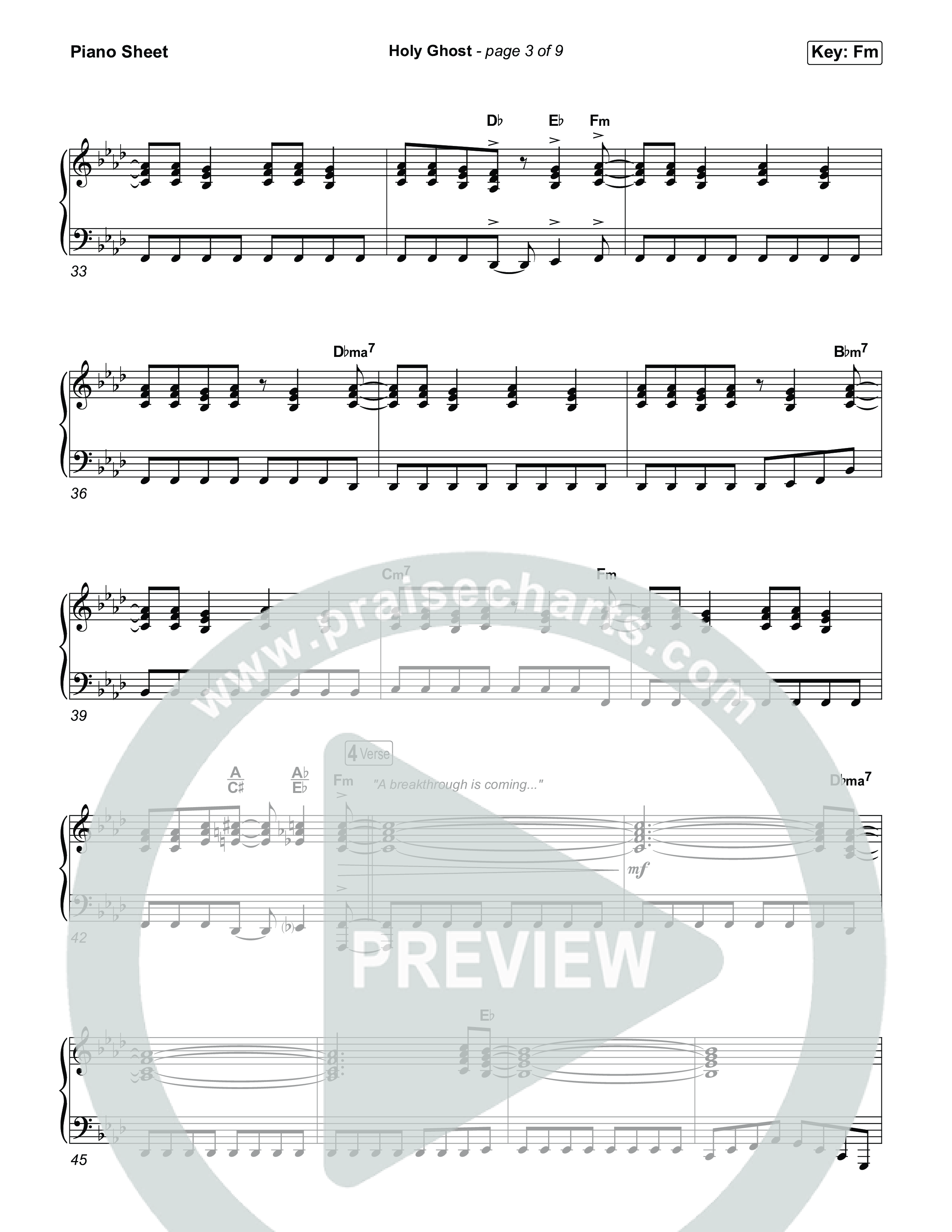 Holy Ghost Piano Sheet (Taylor Fish)