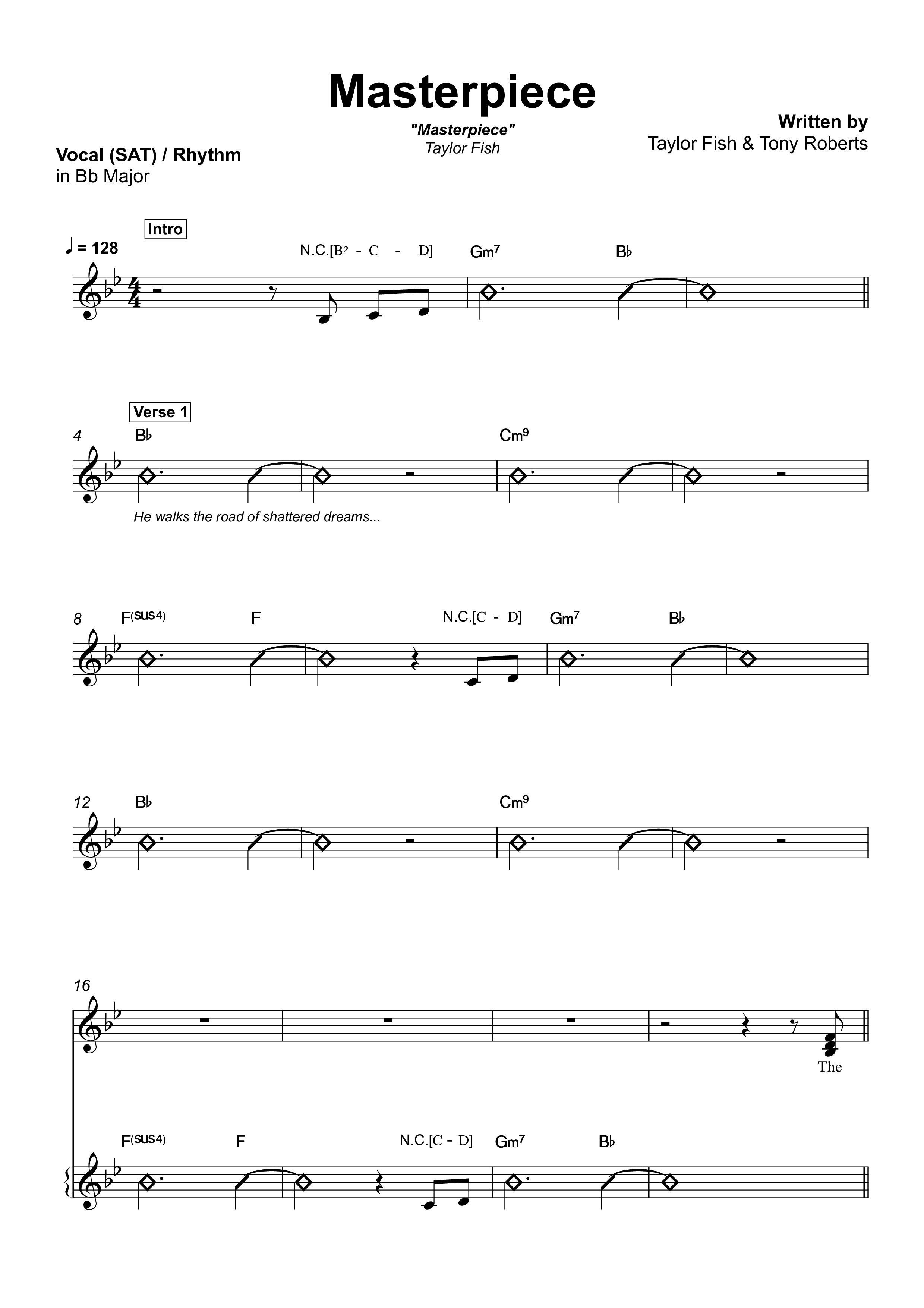 Masterpiece Lead Sheet (SAT) (Taylor Fish)