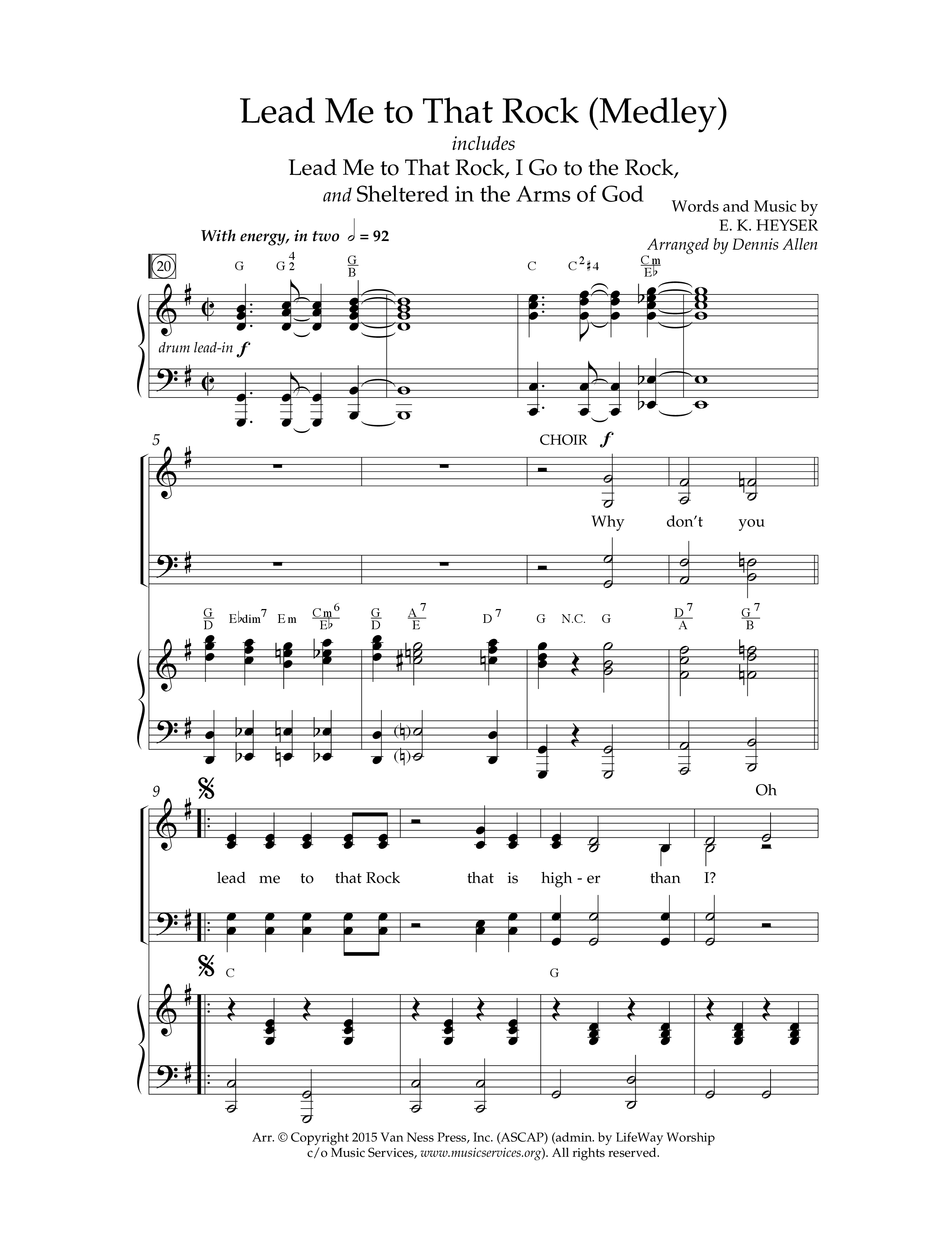 Lead Me To That Rock Medley (Choral Anthem SATB) Anthem (SATB/Piano) (Lifeway Choral / Arr. Dennis Allen)