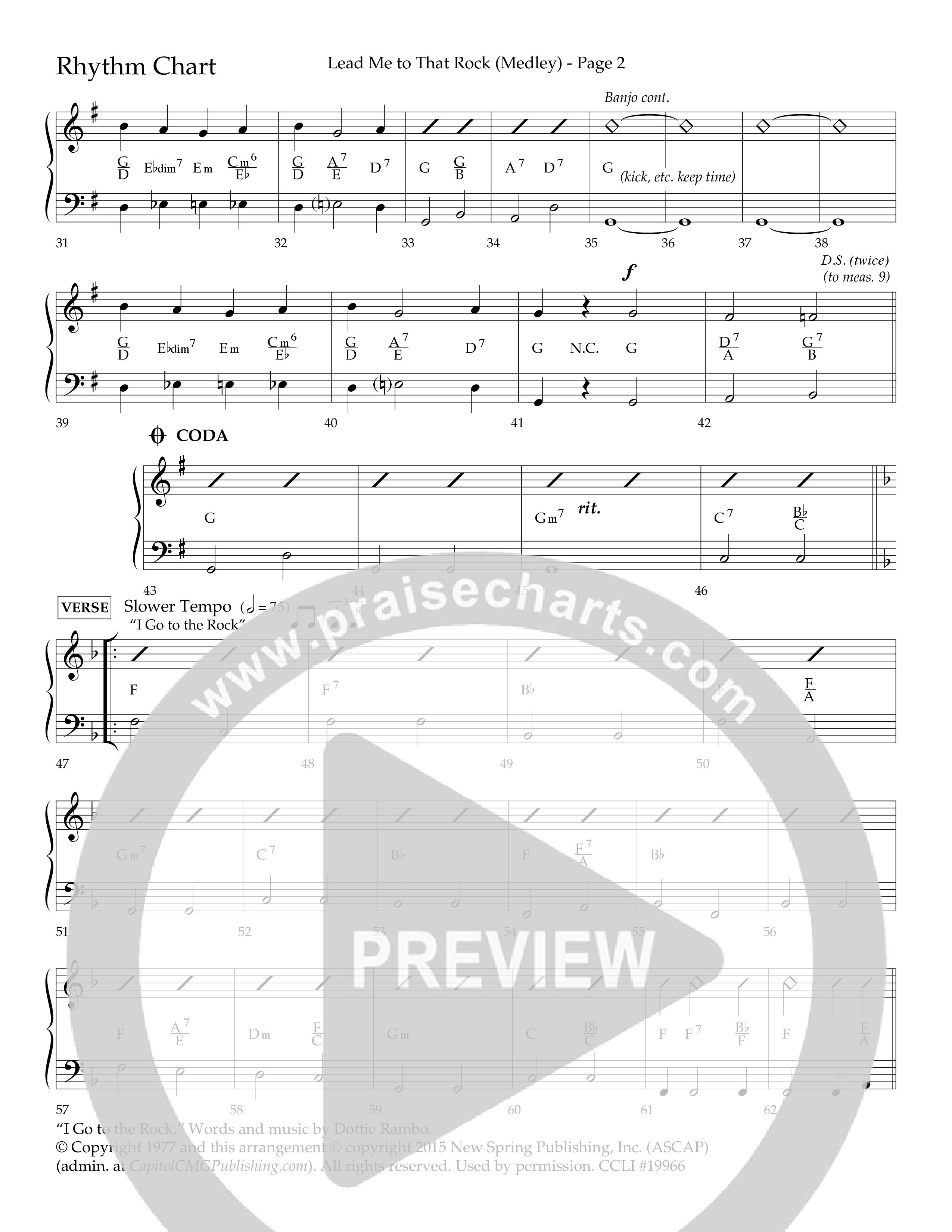 Lead Me To That Rock Medley (Choral Anthem SATB) Rhythm Chart (Lifeway Choral / Arr. Dennis Allen)