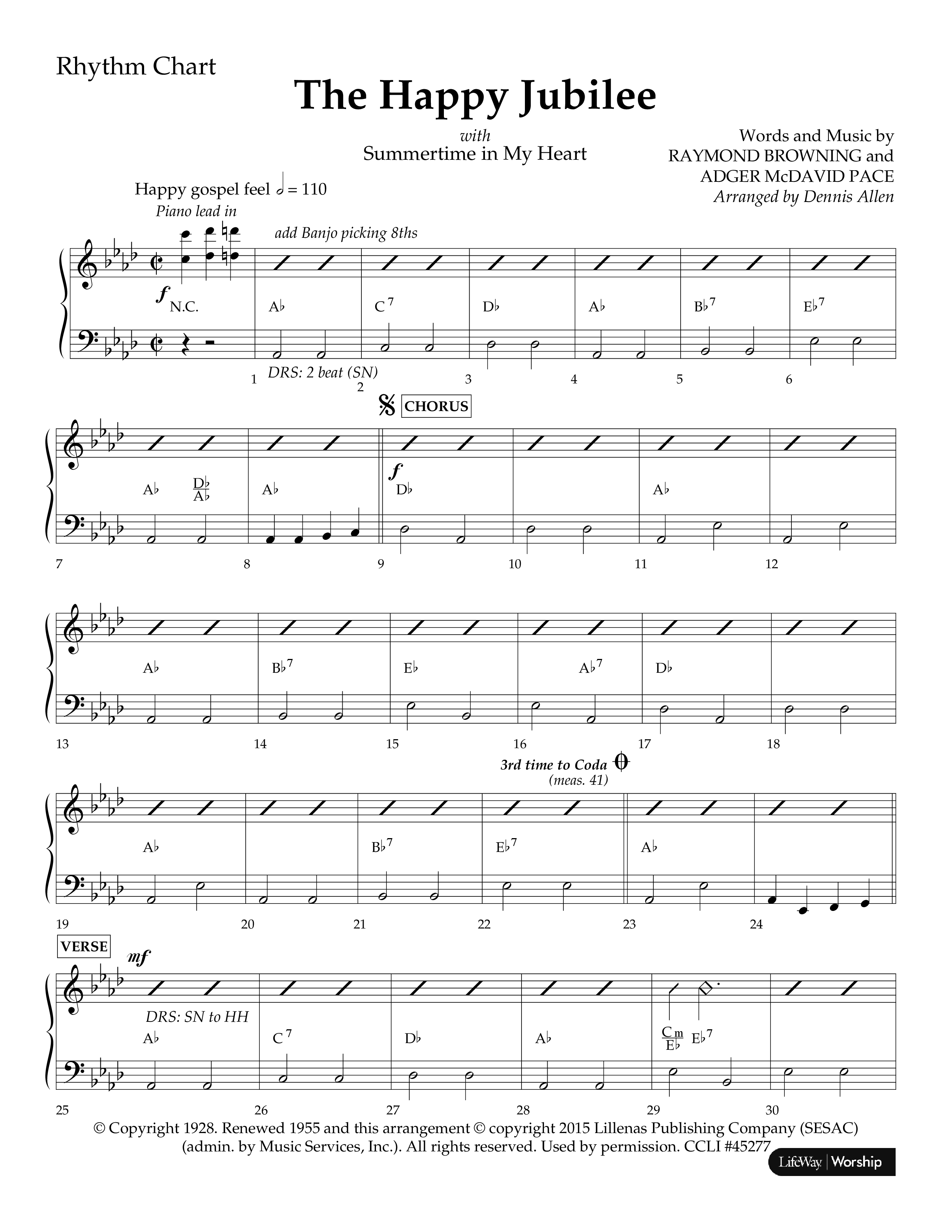 The Happy Jubilee (with Summertime In My Heart) (Choral Anthem SATB) Rhythm Chart (Lifeway Choral / Arr. Dennis Allen)