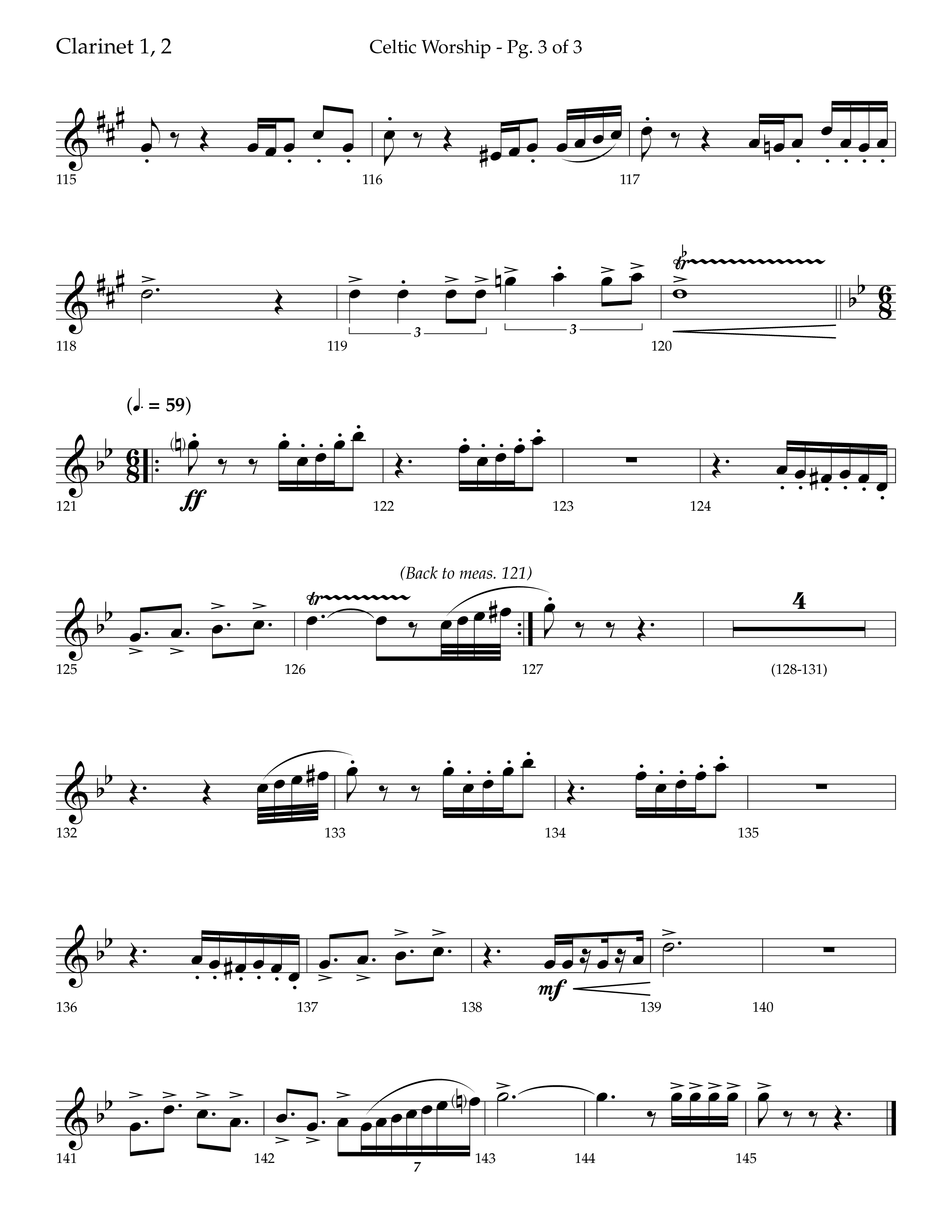 Celtic Worship (Choral Anthem SATB) Clarinet 1/2 (Lifeway Choral / Arr. Bradley Knight)