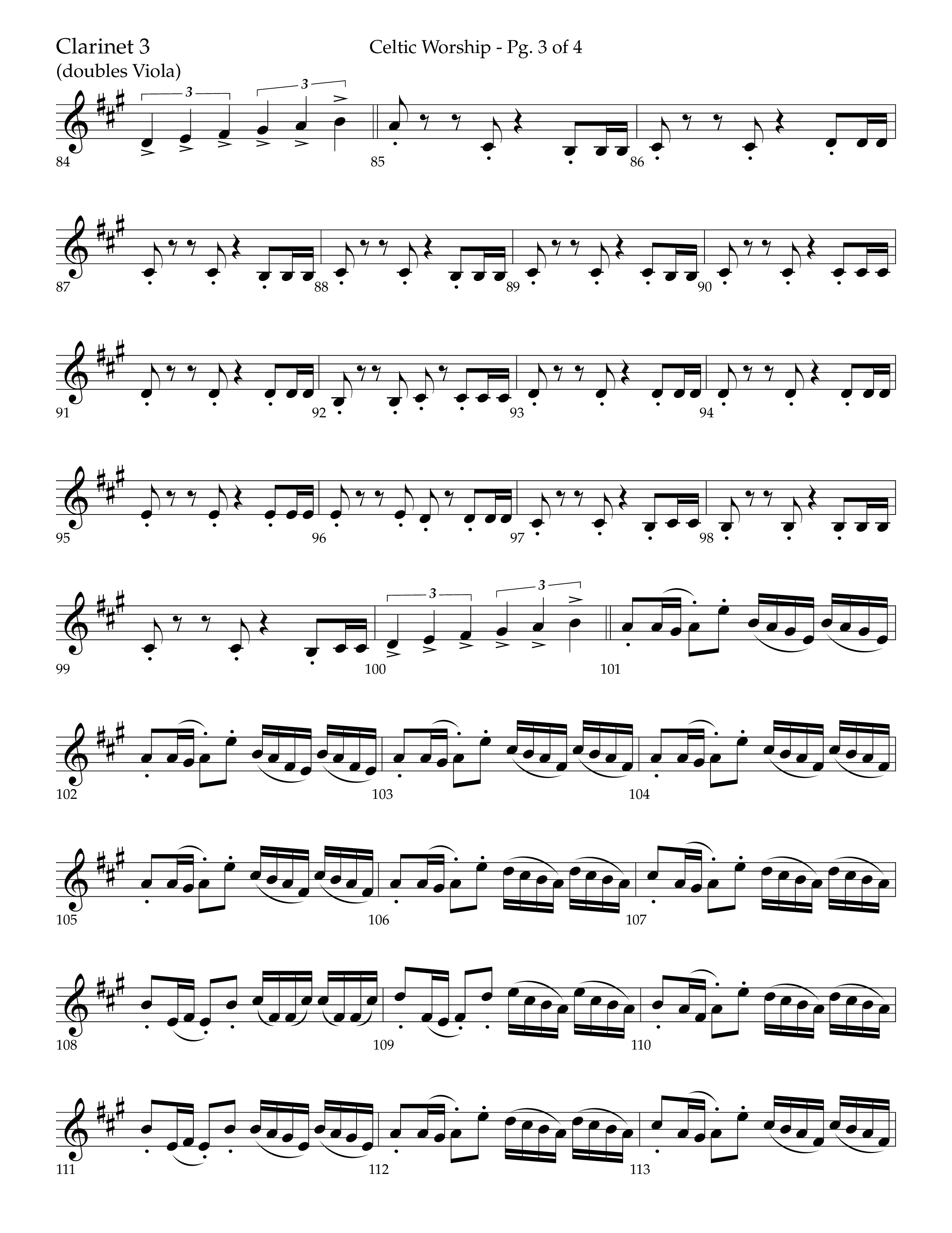 Celtic Worship (Choral Anthem SATB) Clarinet 3 (Lifeway Choral / Arr. Bradley Knight)