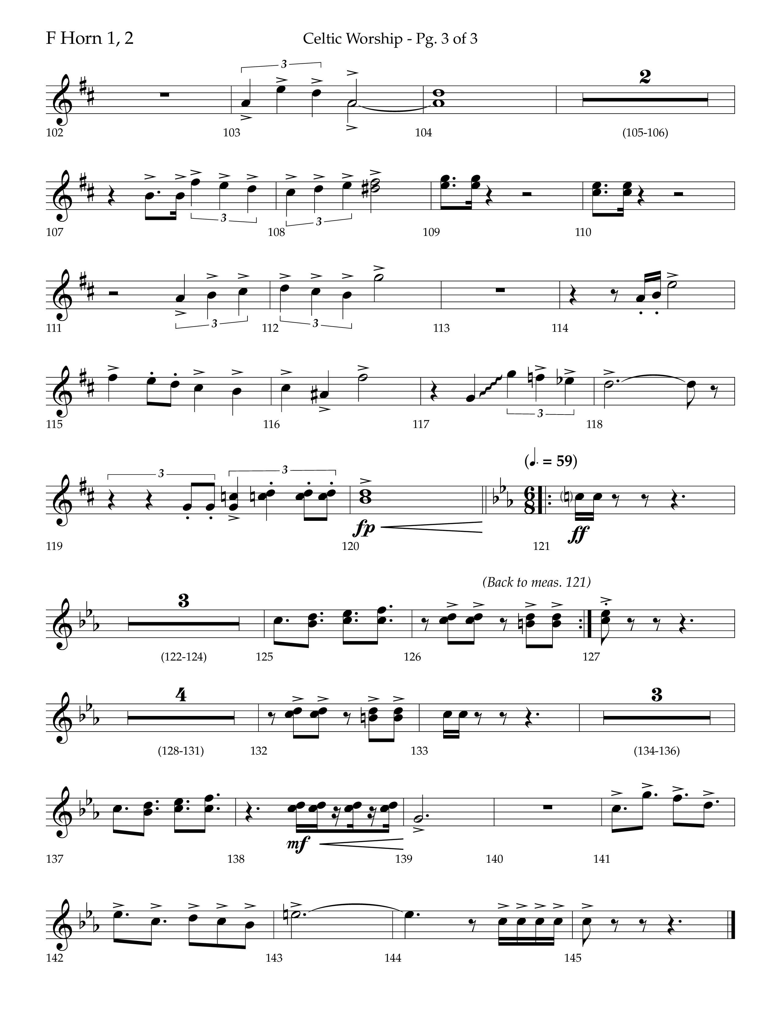 Celtic Worship (Choral Anthem SATB) French Horn 1/2 (Lifeway Choral / Arr. Bradley Knight)