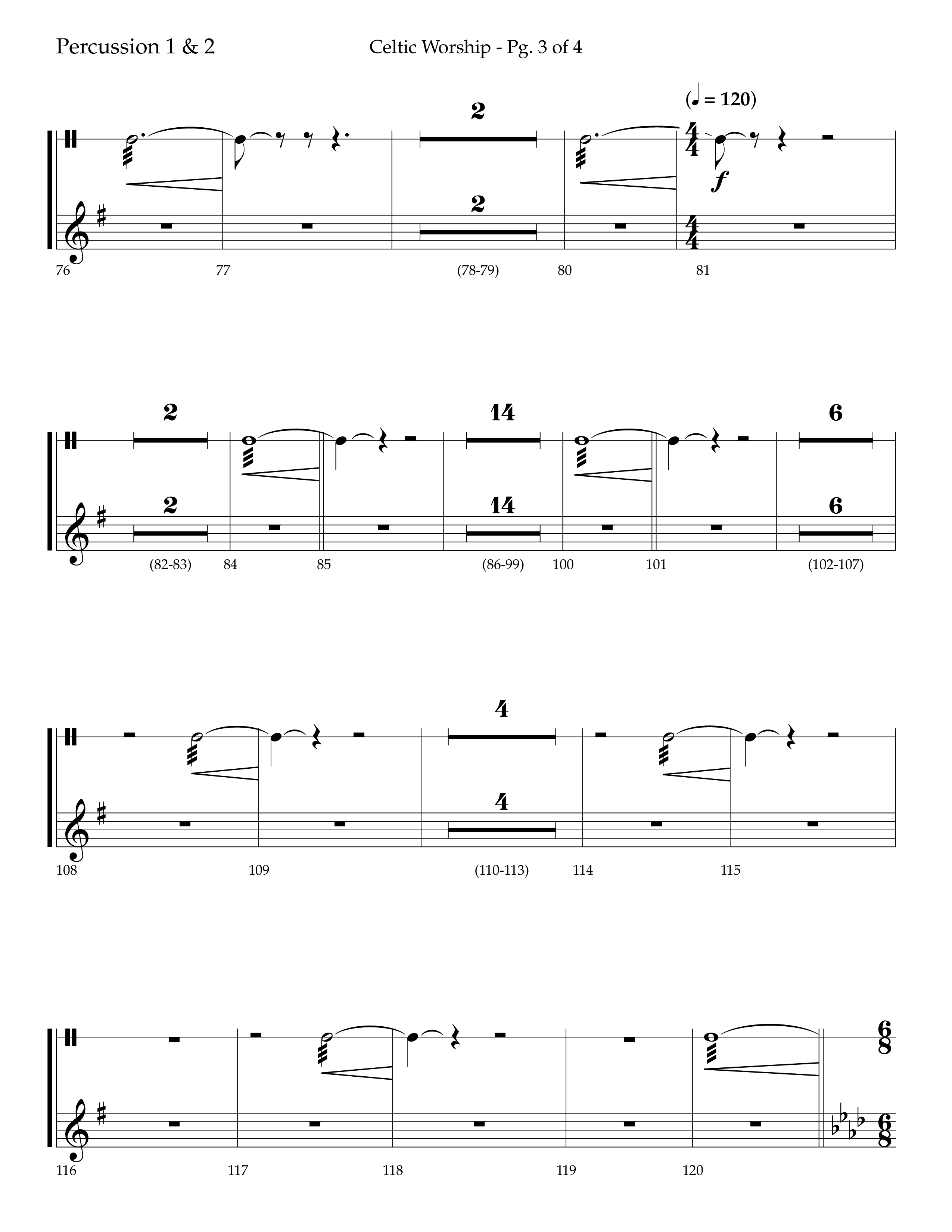 Celtic Worship (Choral Anthem SATB) Percussion 1/2 (Lifeway Choral / Arr. Bradley Knight)