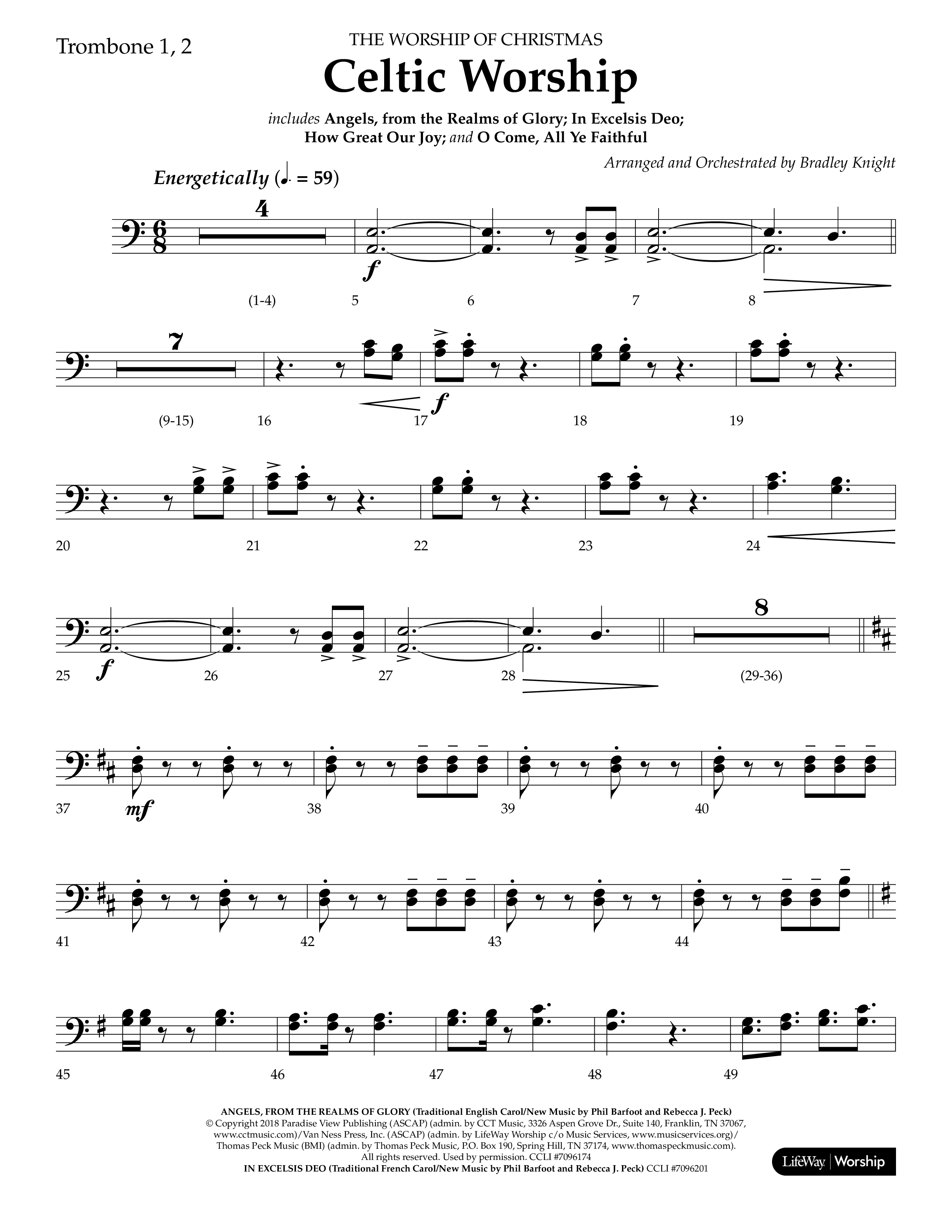 Celtic Worship (Choral Anthem SATB) Trombone 1/2 (Lifeway Choral / Arr. Bradley Knight)