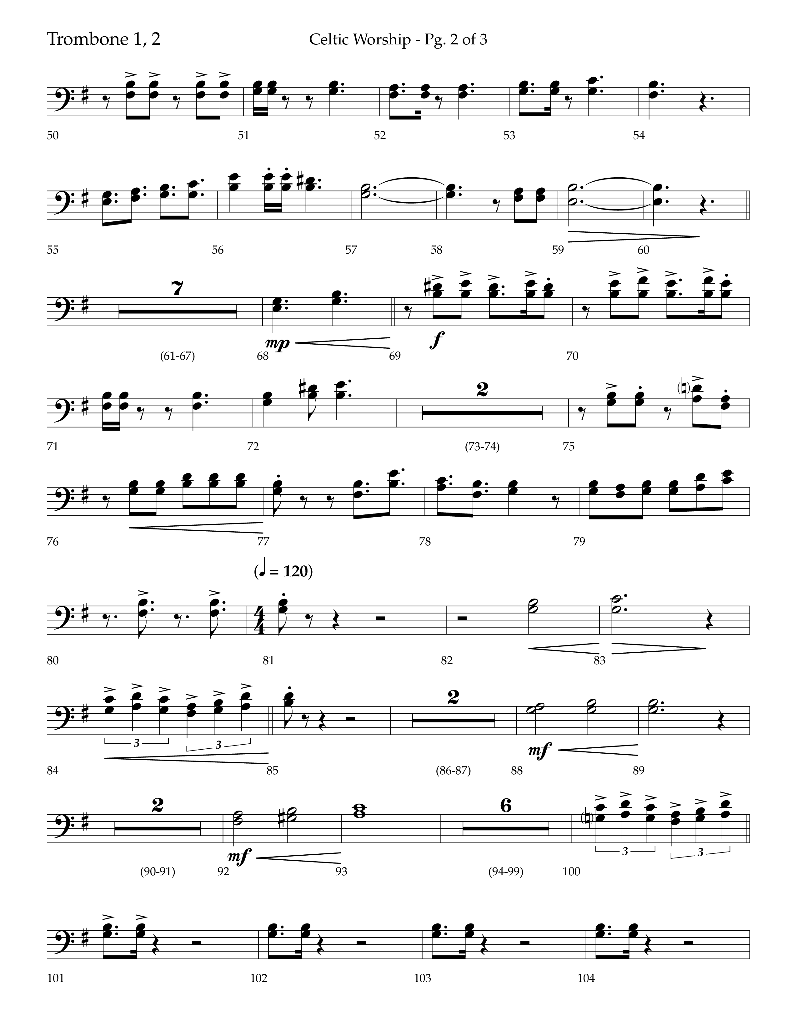 Celtic Worship (Choral Anthem SATB) Trombone 1/2 (Lifeway Choral / Arr. Bradley Knight)