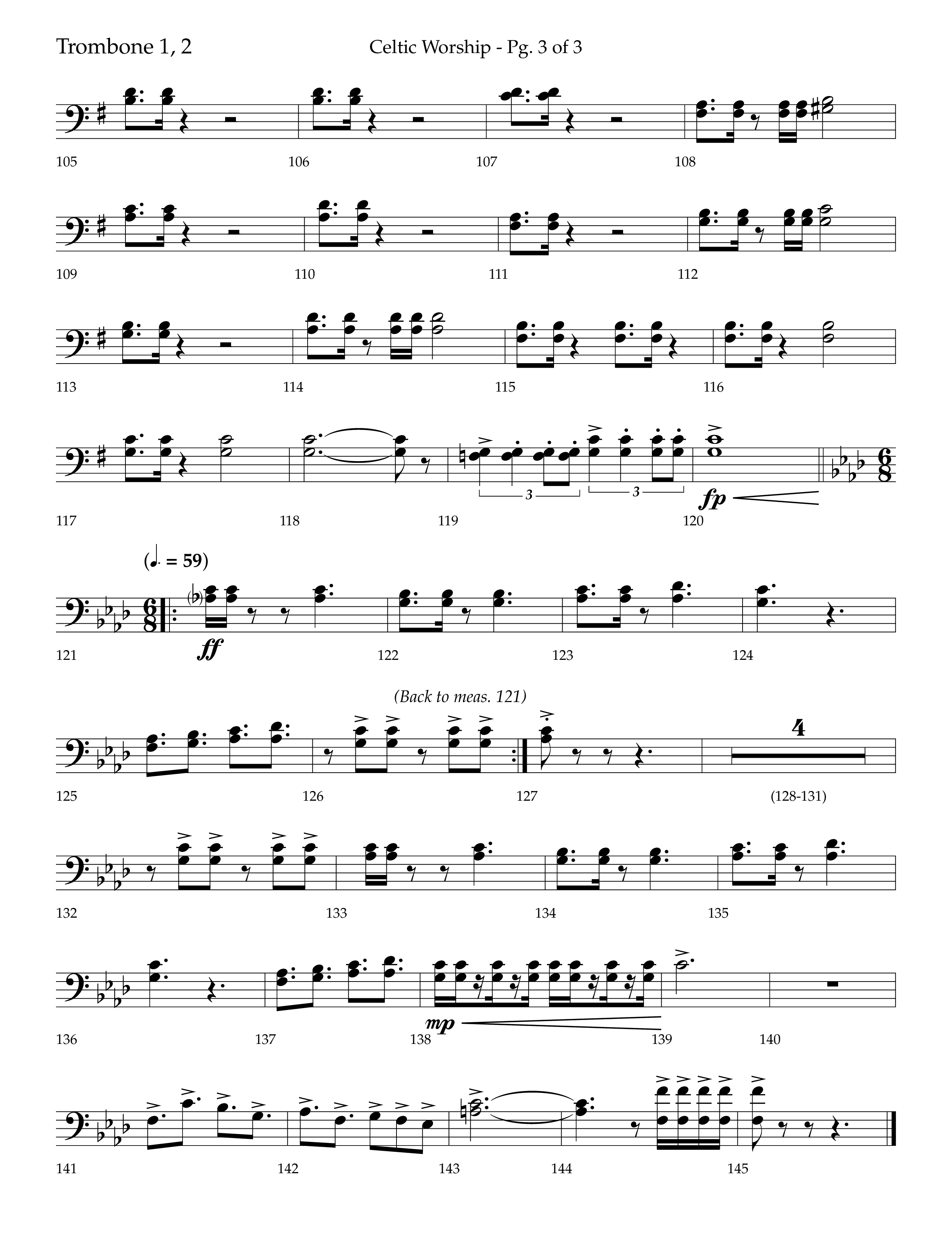 Celtic Worship (Choral Anthem SATB) Trombone 1/2 (Lifeway Choral / Arr. Bradley Knight)