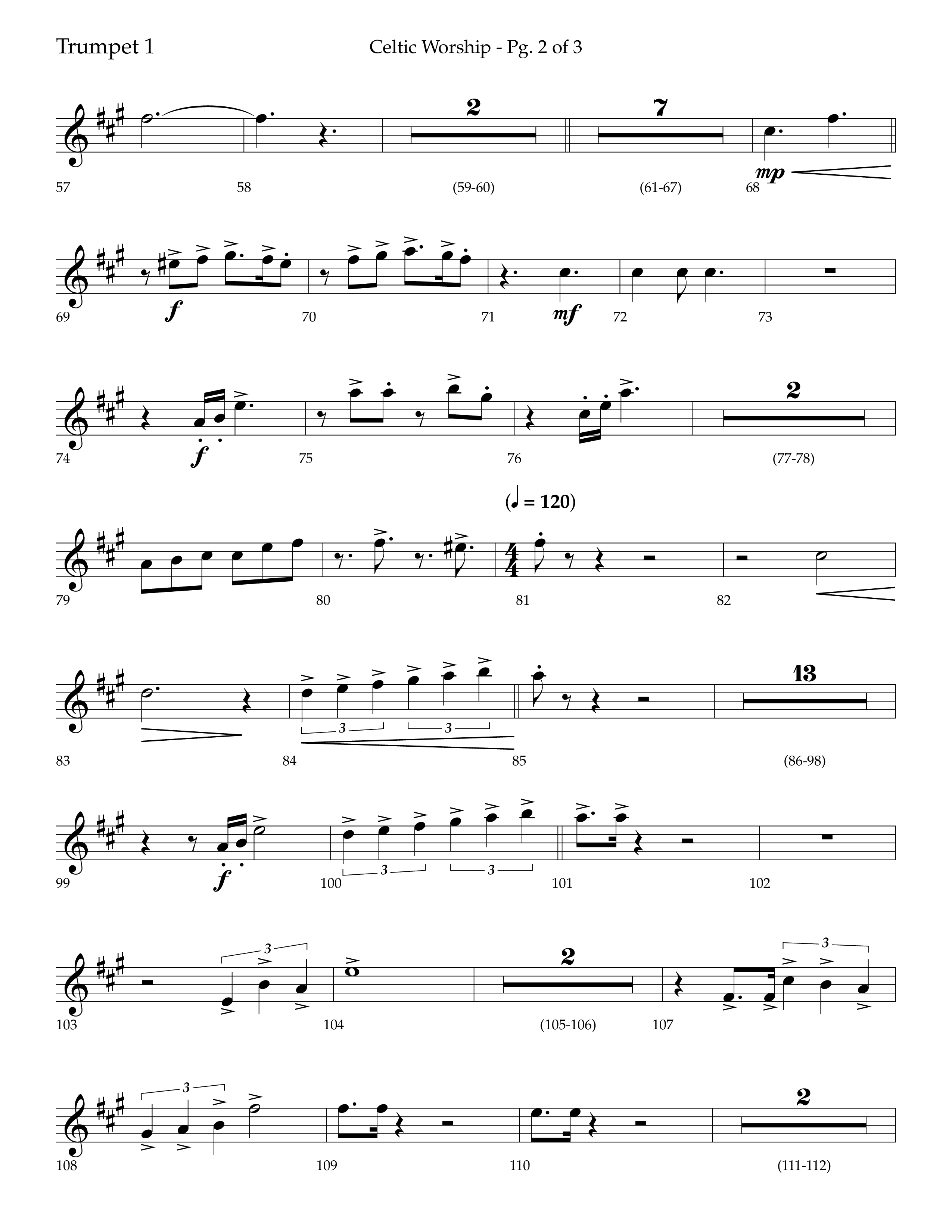 Celtic Worship (Choral Anthem SATB) Trumpet 1 (Lifeway Choral / Arr. Bradley Knight)