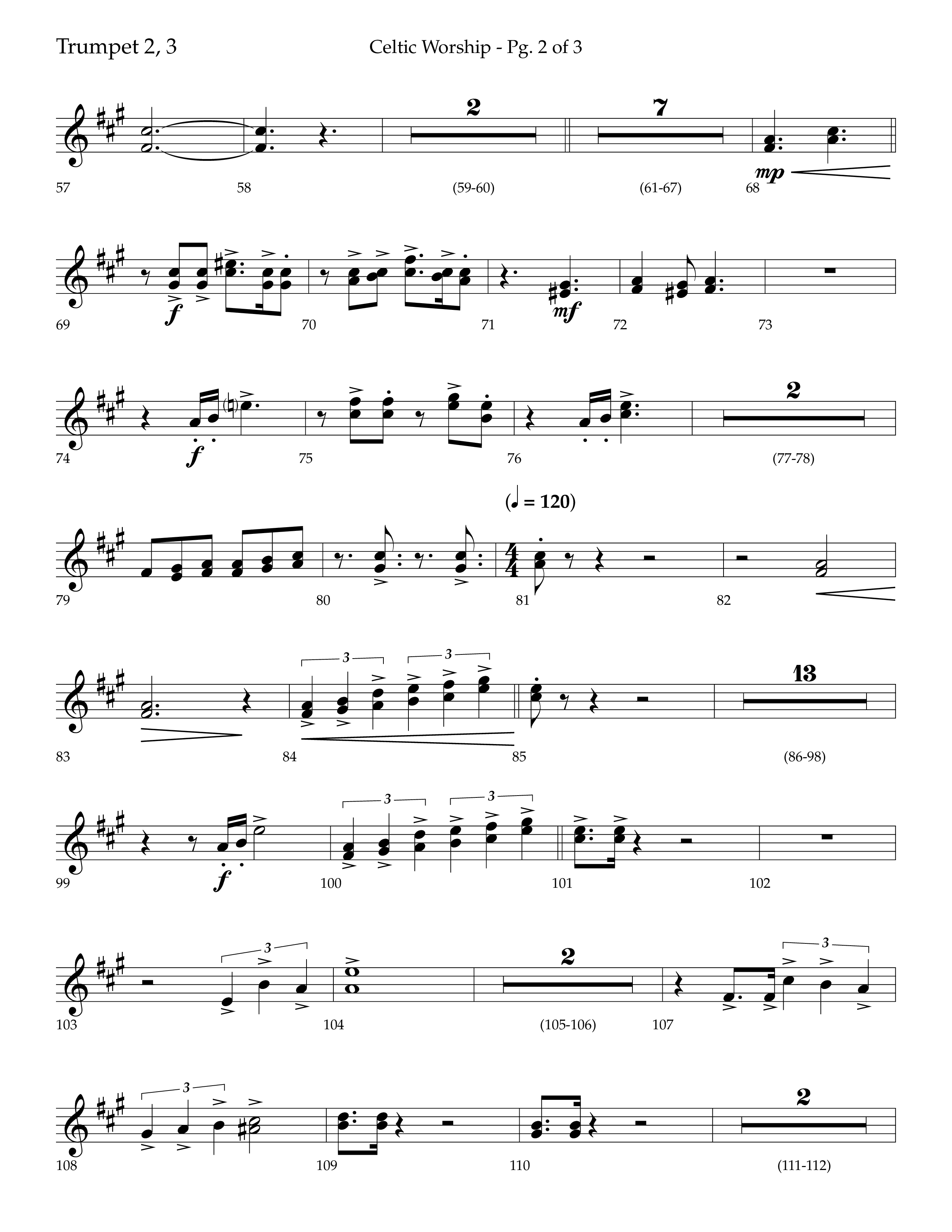 Celtic Worship (Choral Anthem SATB) Trumpet 2/3 (Lifeway Choral / Arr. Bradley Knight)
