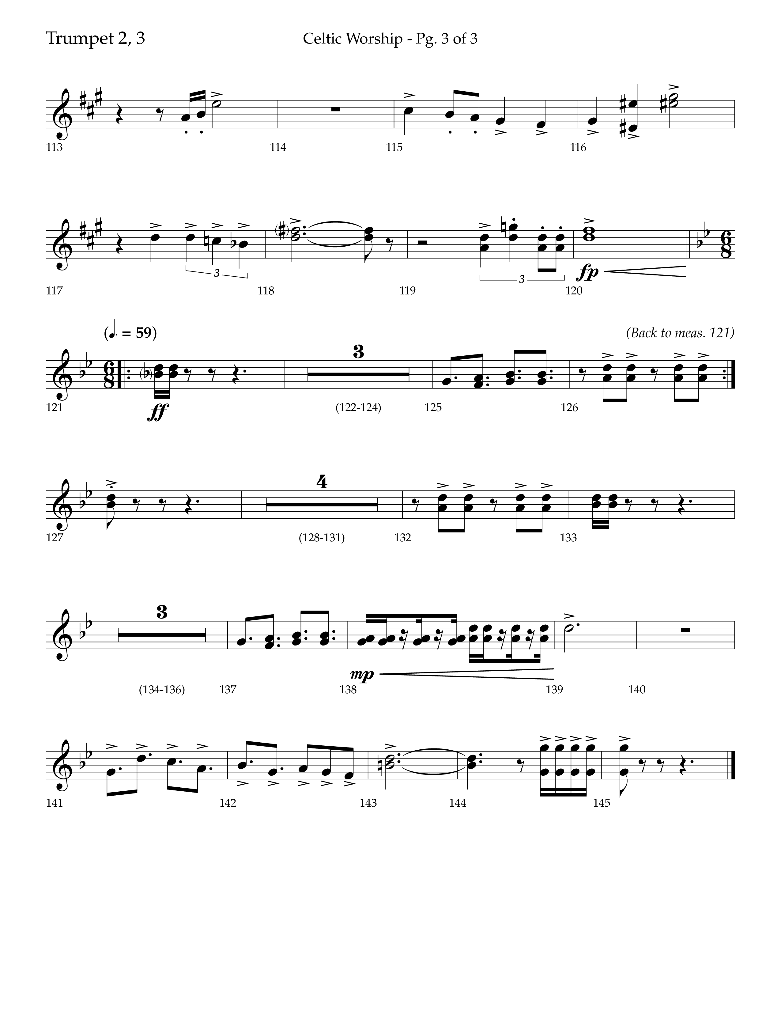 Celtic Worship (Choral Anthem SATB) Trumpet 2/3 (Lifeway Choral / Arr. Bradley Knight)