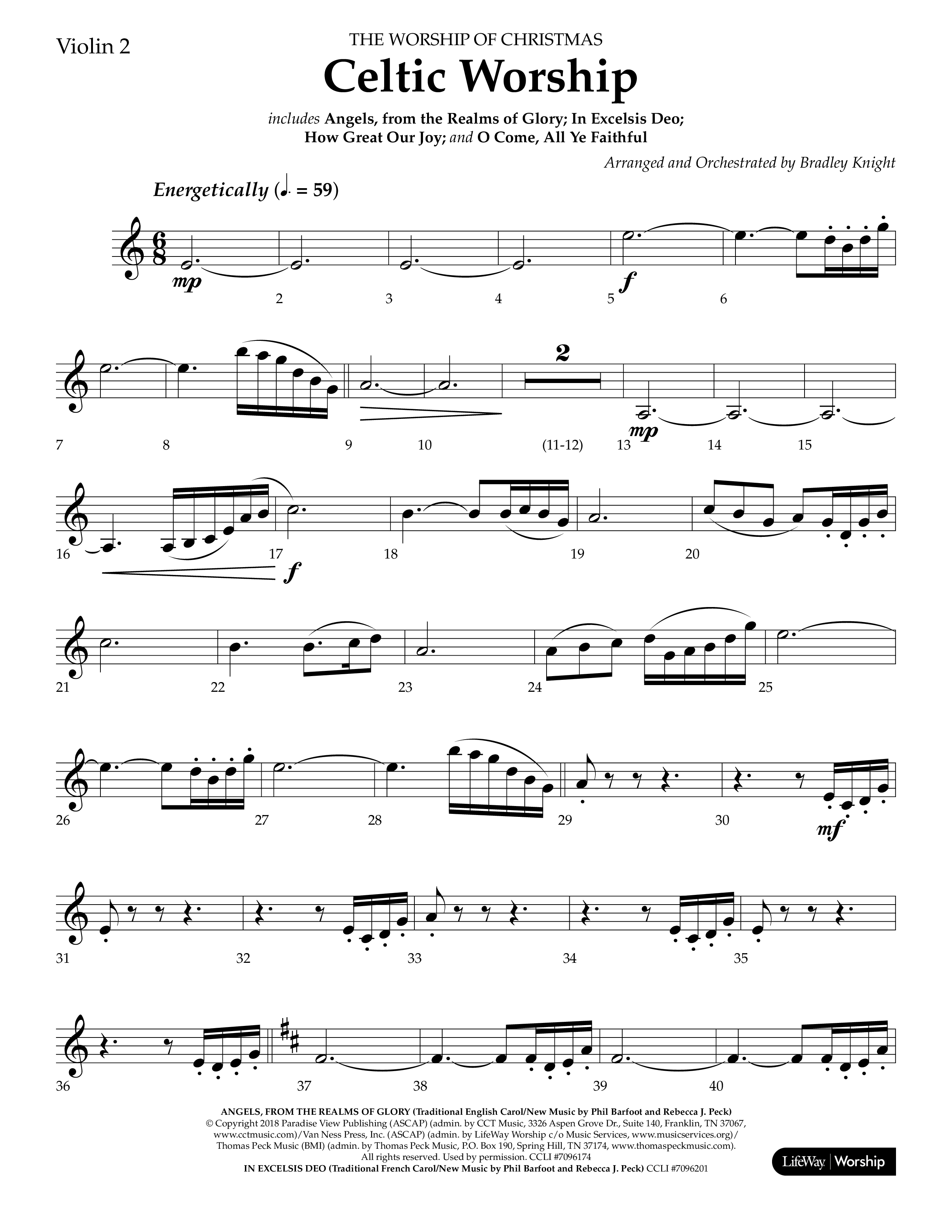 Celtic Worship (Choral Anthem SATB) Violin 2 (Lifeway Choral / Arr. Bradley Knight)