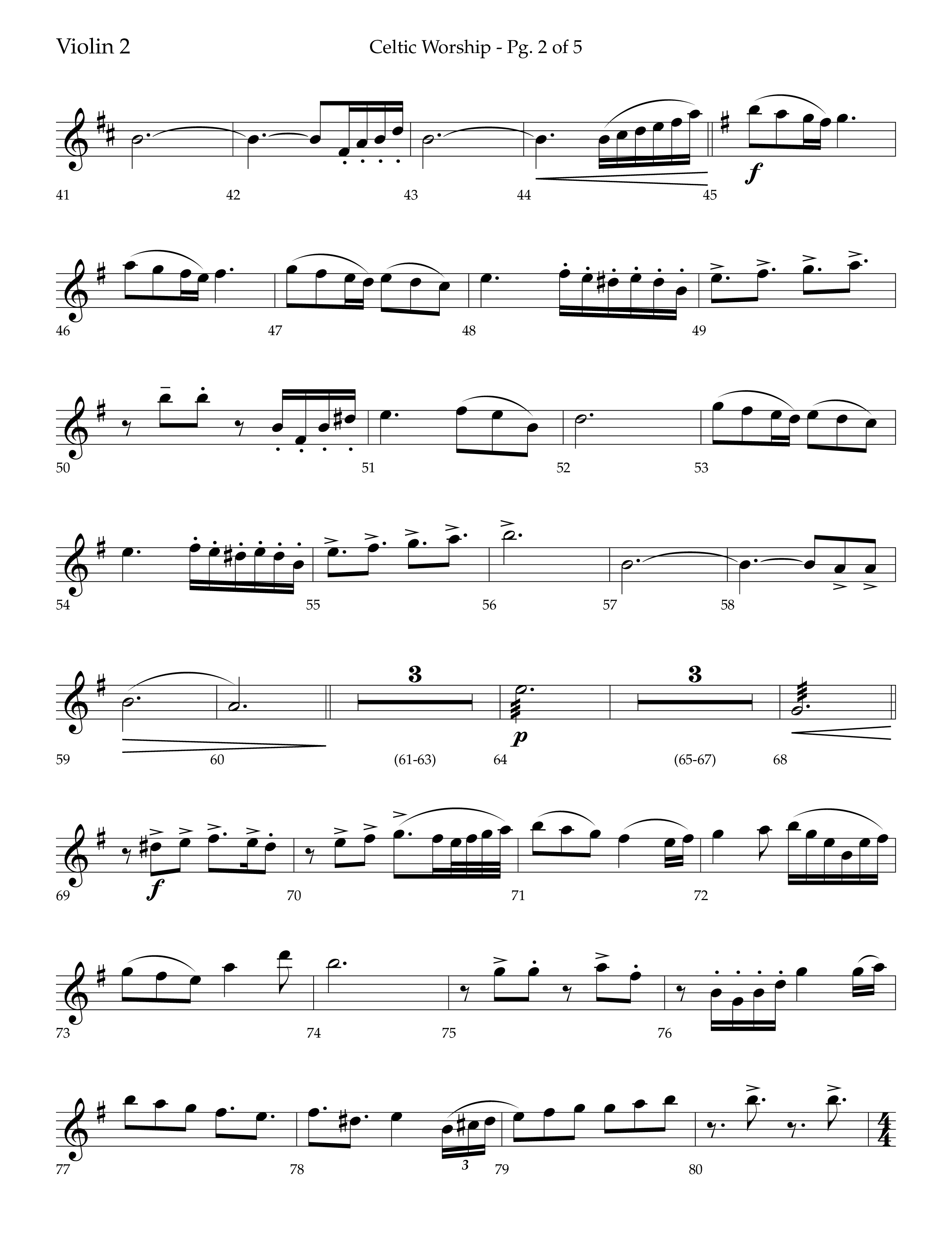 Celtic Worship (Choral Anthem SATB) Violin 2 (Lifeway Choral / Arr. Bradley Knight)