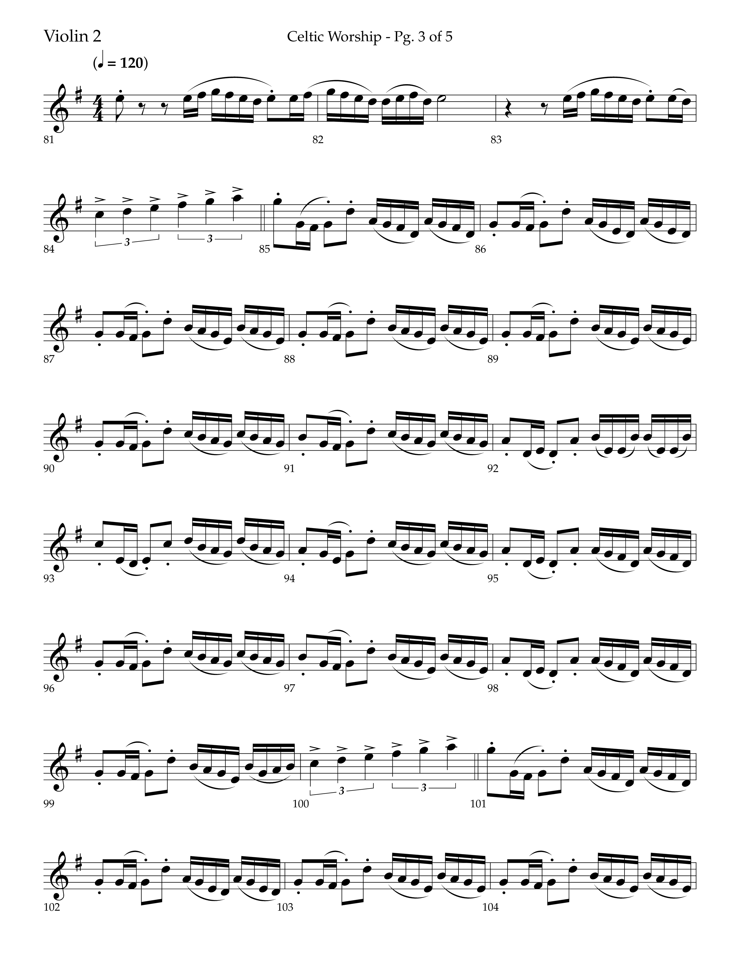 Celtic Worship (Choral Anthem SATB) Violin 2 (Lifeway Choral / Arr. Bradley Knight)