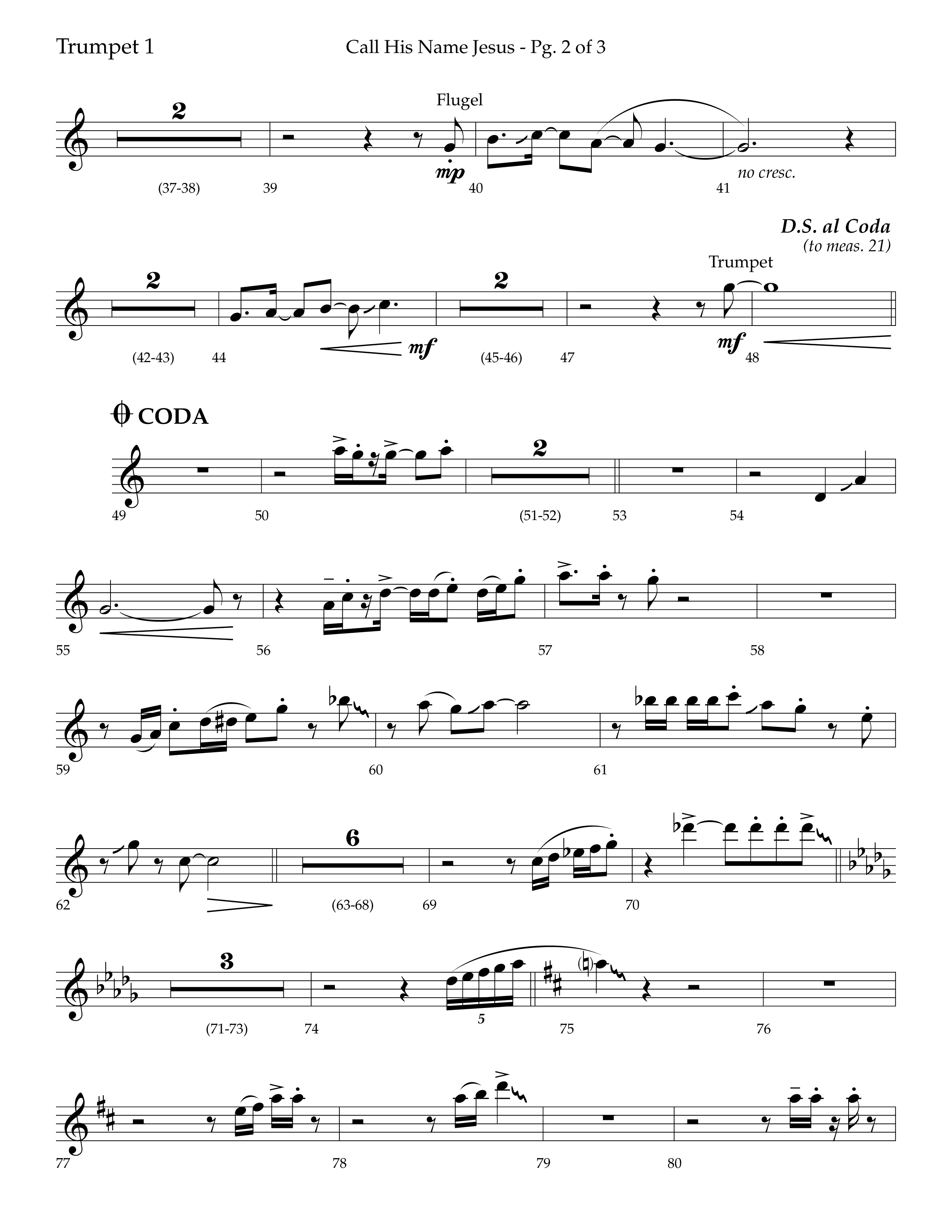 Call His Name Jesus (Choral Anthem SATB) Trumpet 1 (Lifeway Choral / Arr. Bradley Knight)