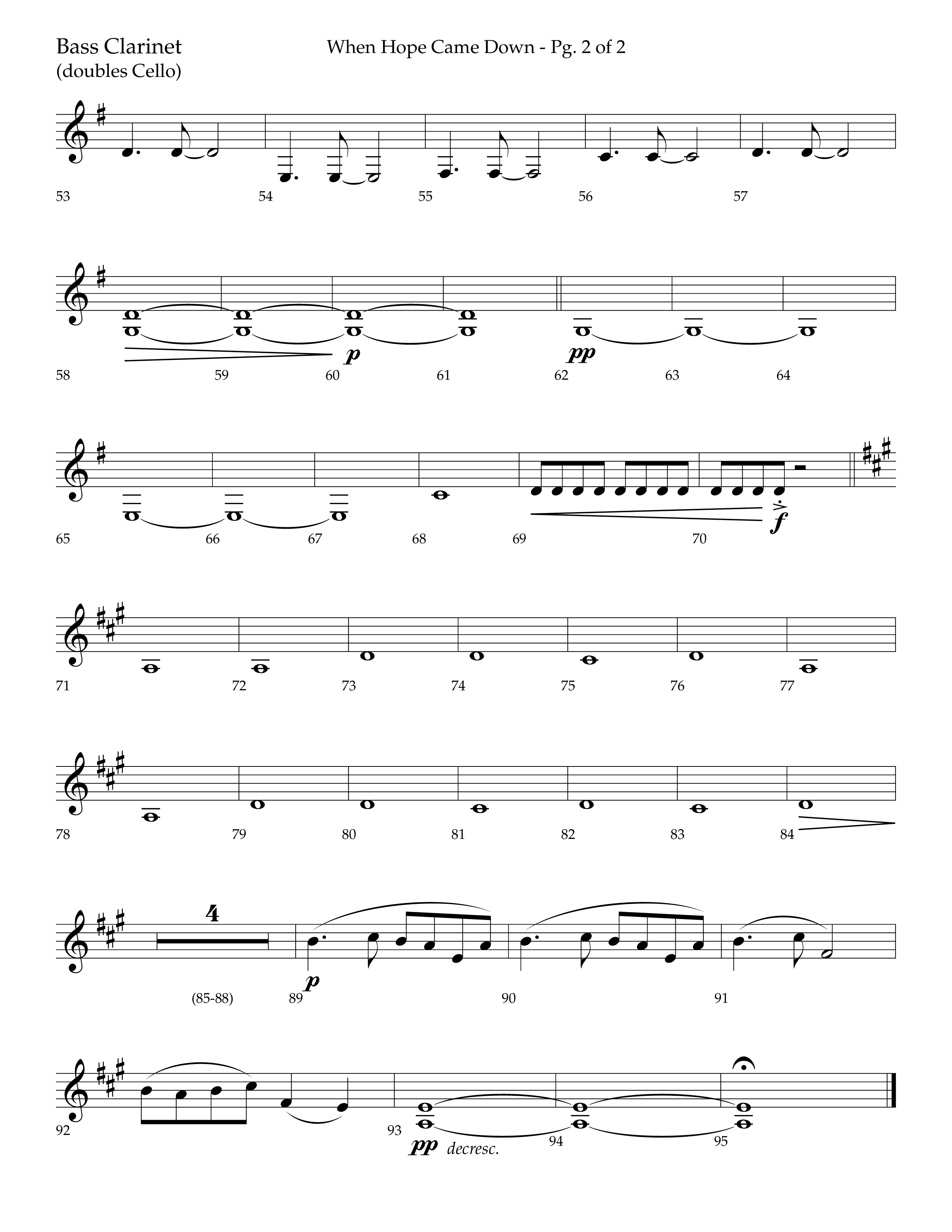 When Hope Came Down (Choral Anthem SATB) Bass Clarinet (Lifeway Choral / Arr. Bradley Knight)