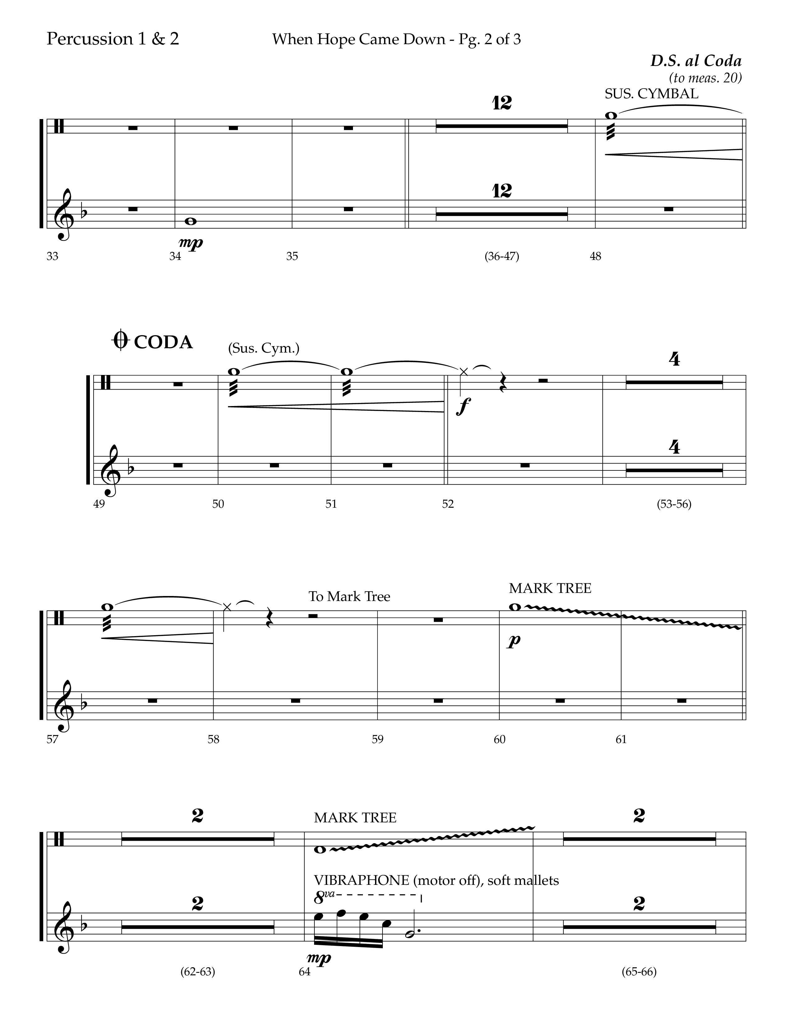 When Hope Came Down (Choral Anthem SATB) Percussion 1/2 (Lifeway Choral / Arr. Bradley Knight)