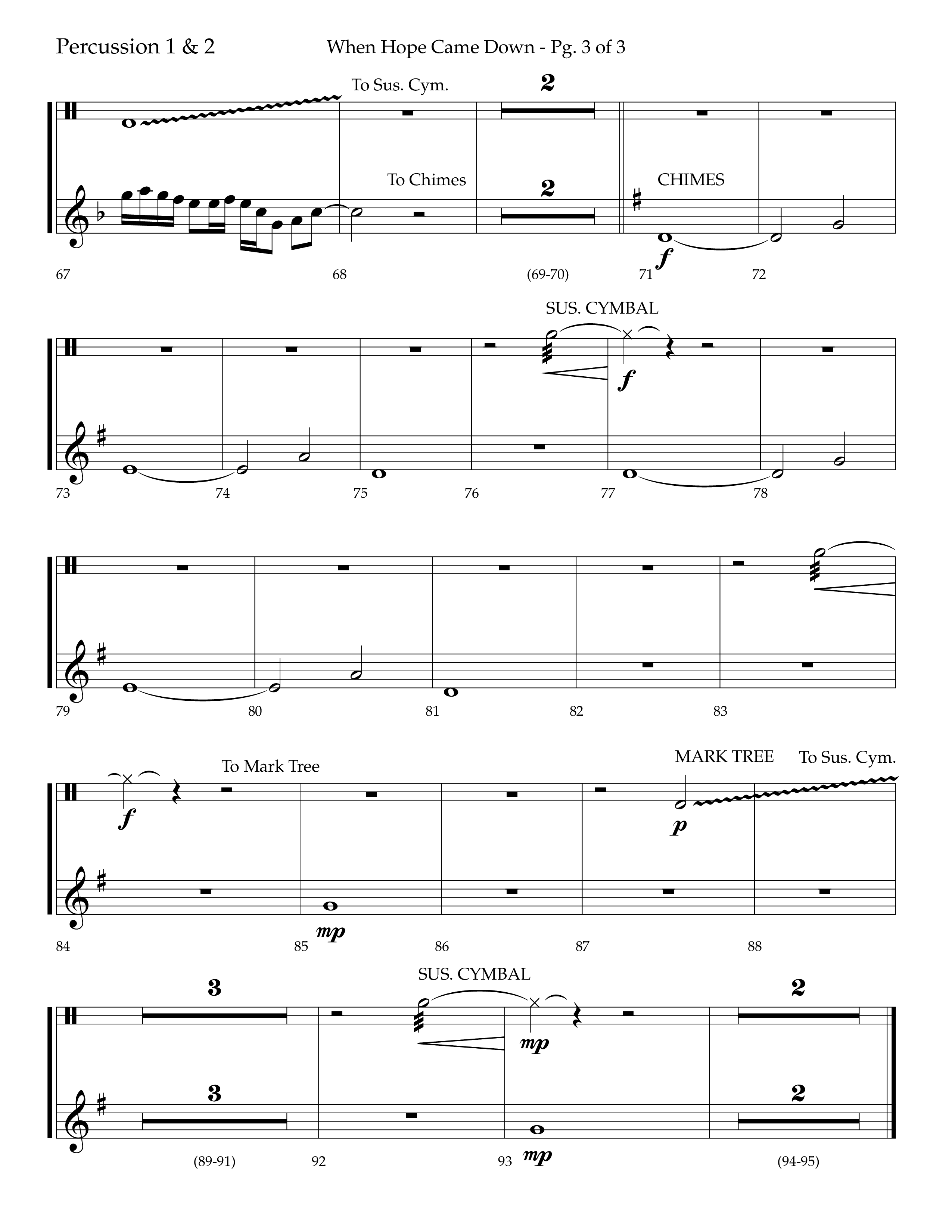When Hope Came Down (Choral Anthem SATB) Percussion 1/2 (Lifeway Choral / Arr. Bradley Knight)