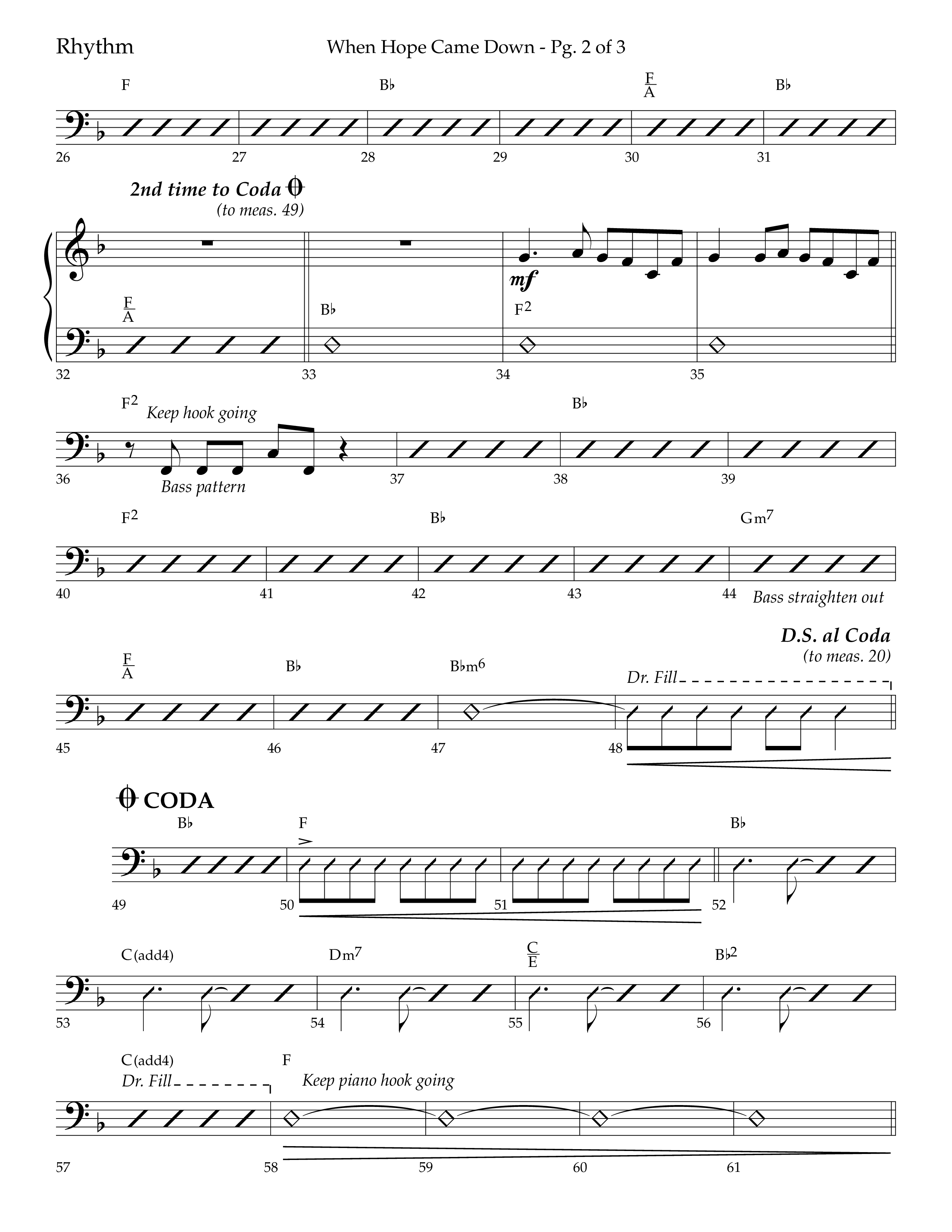 When Hope Came Down (Choral Anthem SATB) Rhythm Chart (Lifeway Choral / Arr. Bradley Knight)