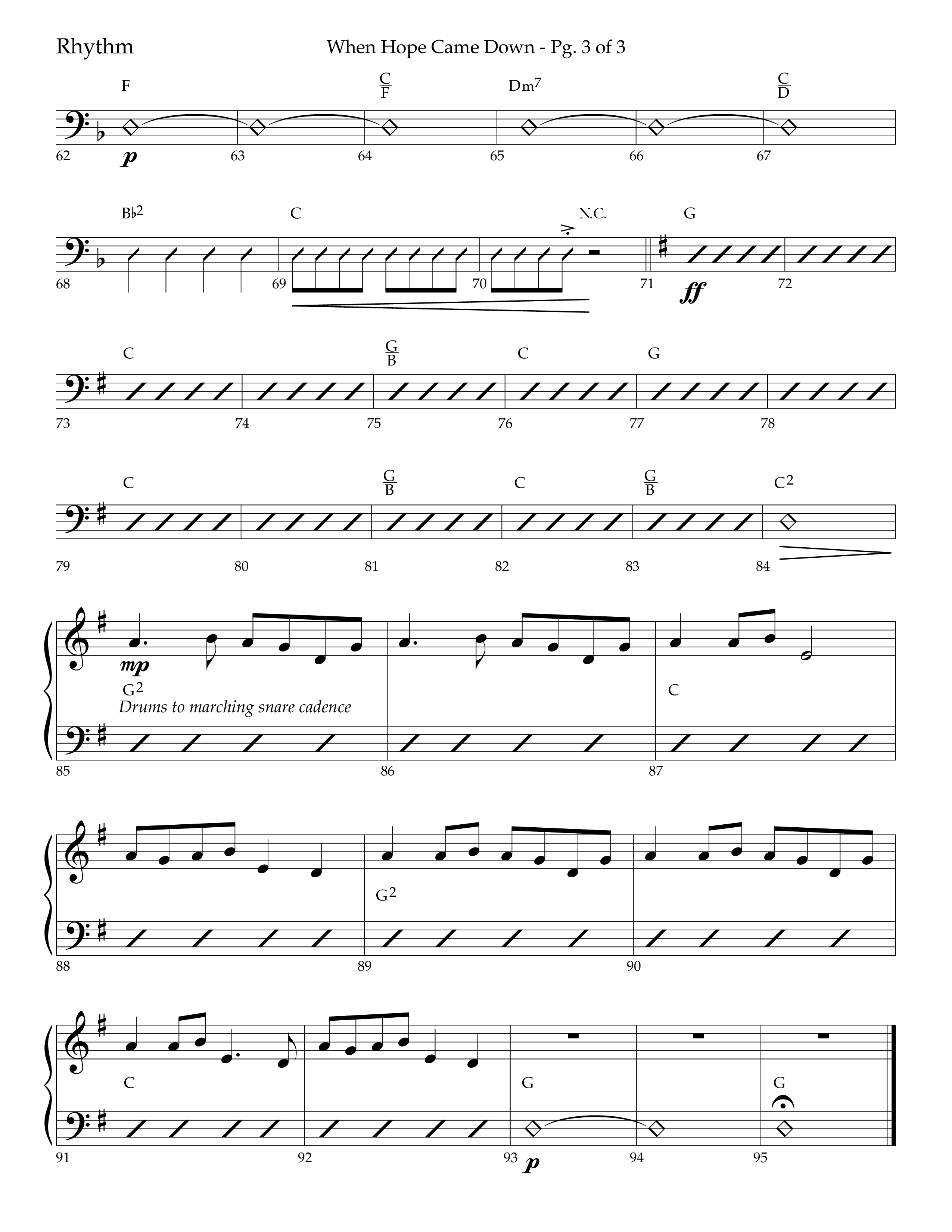When Hope Came Down (Choral Anthem SATB) Rhythm Chart (Lifeway Choral / Arr. Bradley Knight)