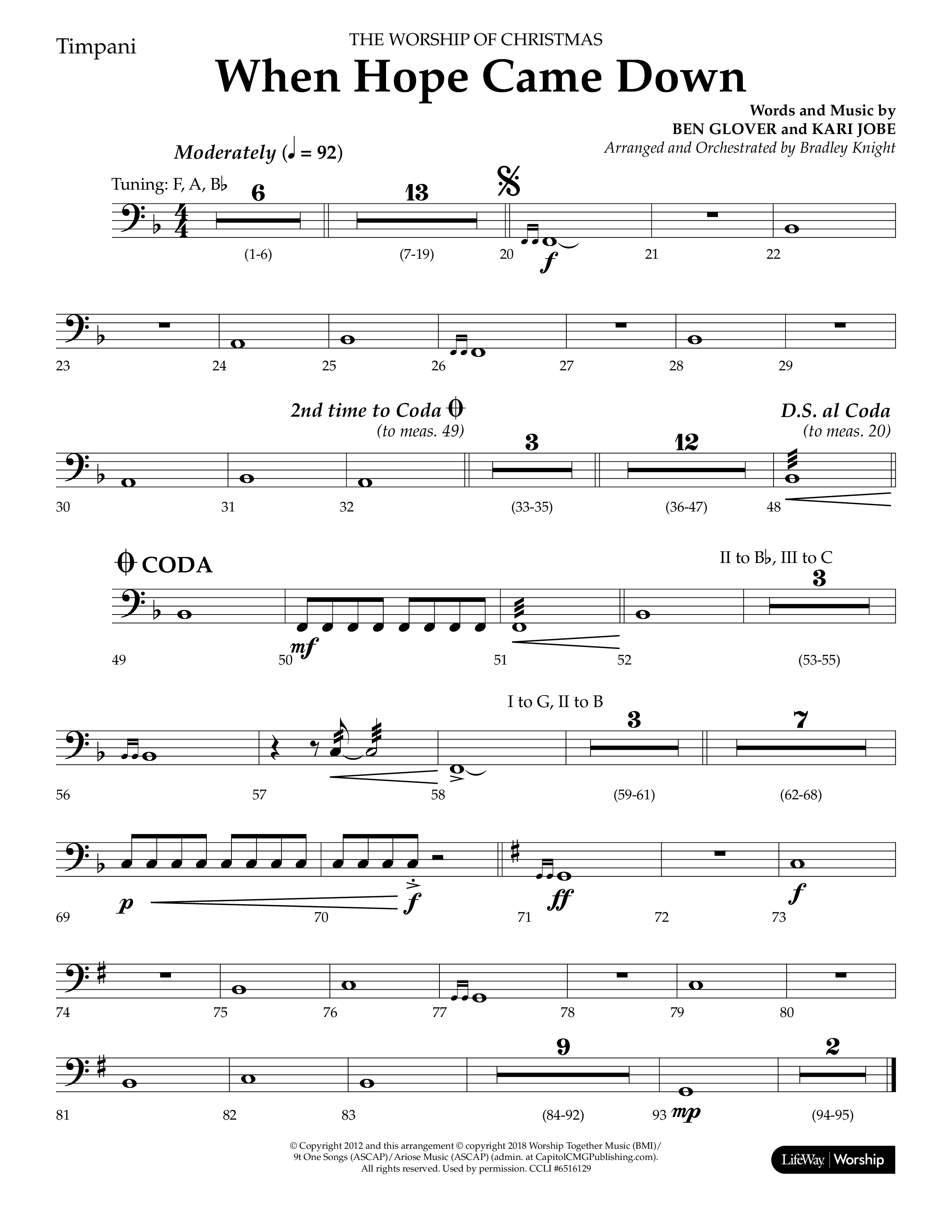 When Hope Came Down (Choral Anthem SATB) Timpani (Lifeway Choral / Arr. Bradley Knight)