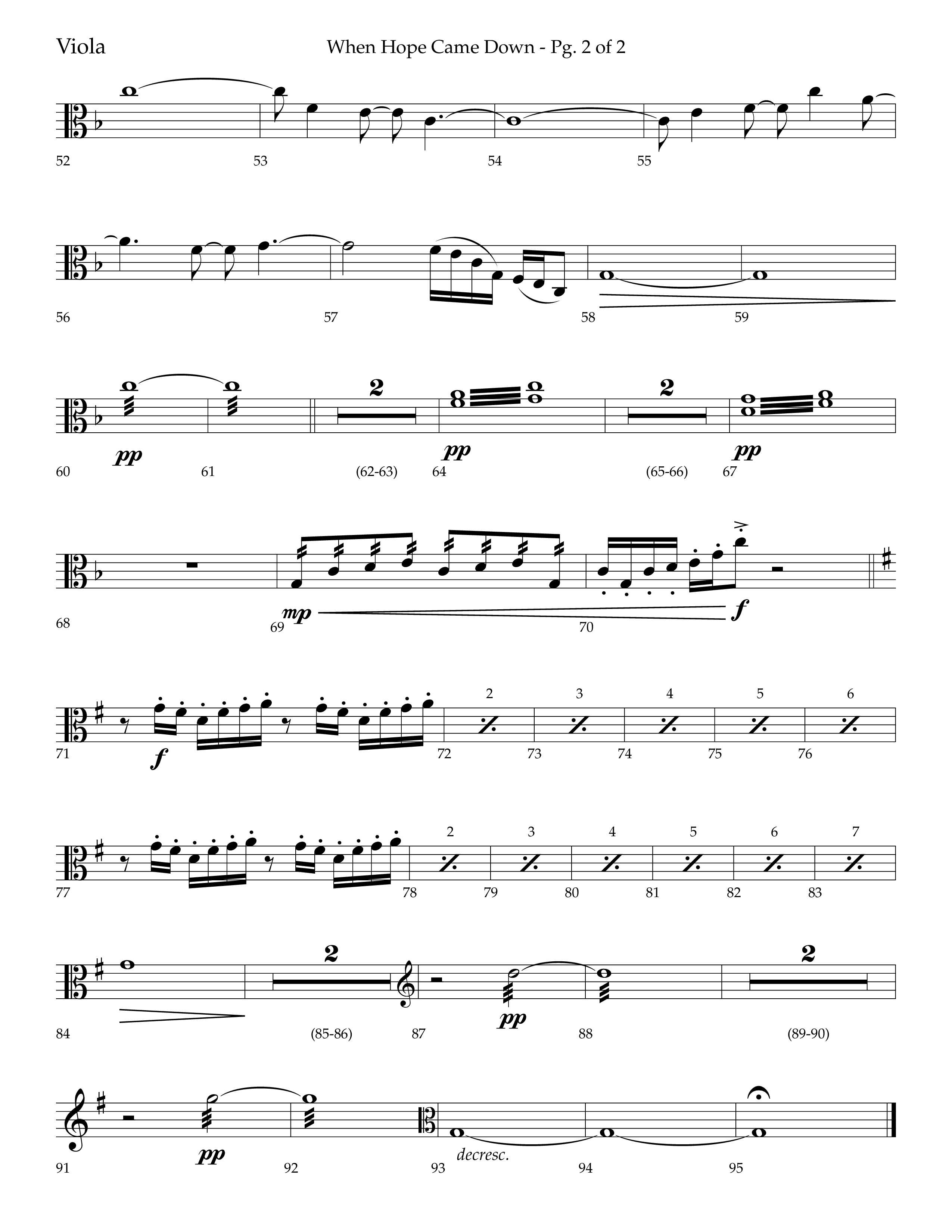 When Hope Came Down (Choral Anthem SATB) Viola (Lifeway Choral / Arr. Bradley Knight)