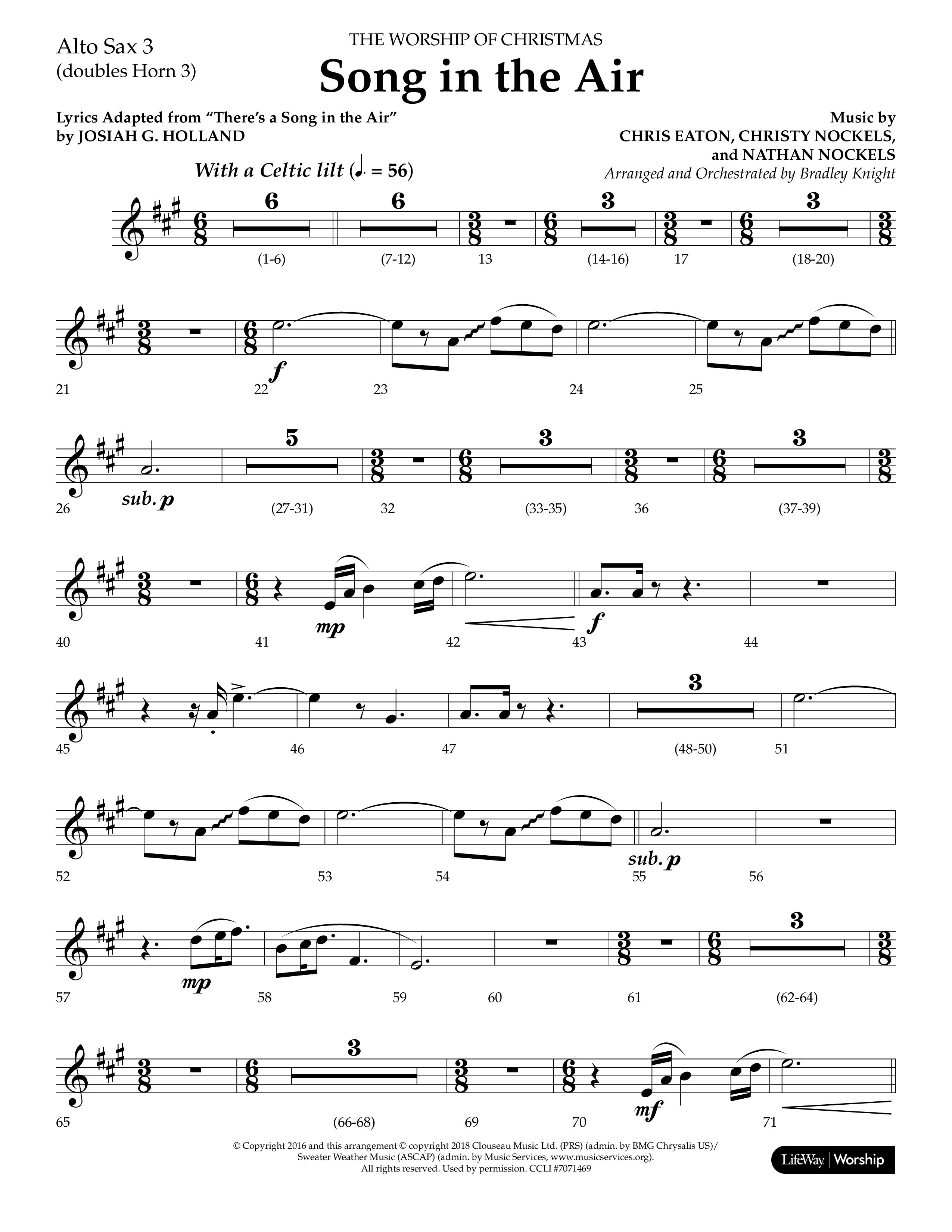 Song in the Air (Choral Anthem SATB) Alto Sax (Lifeway Choral / Arr. Bradley Knight)